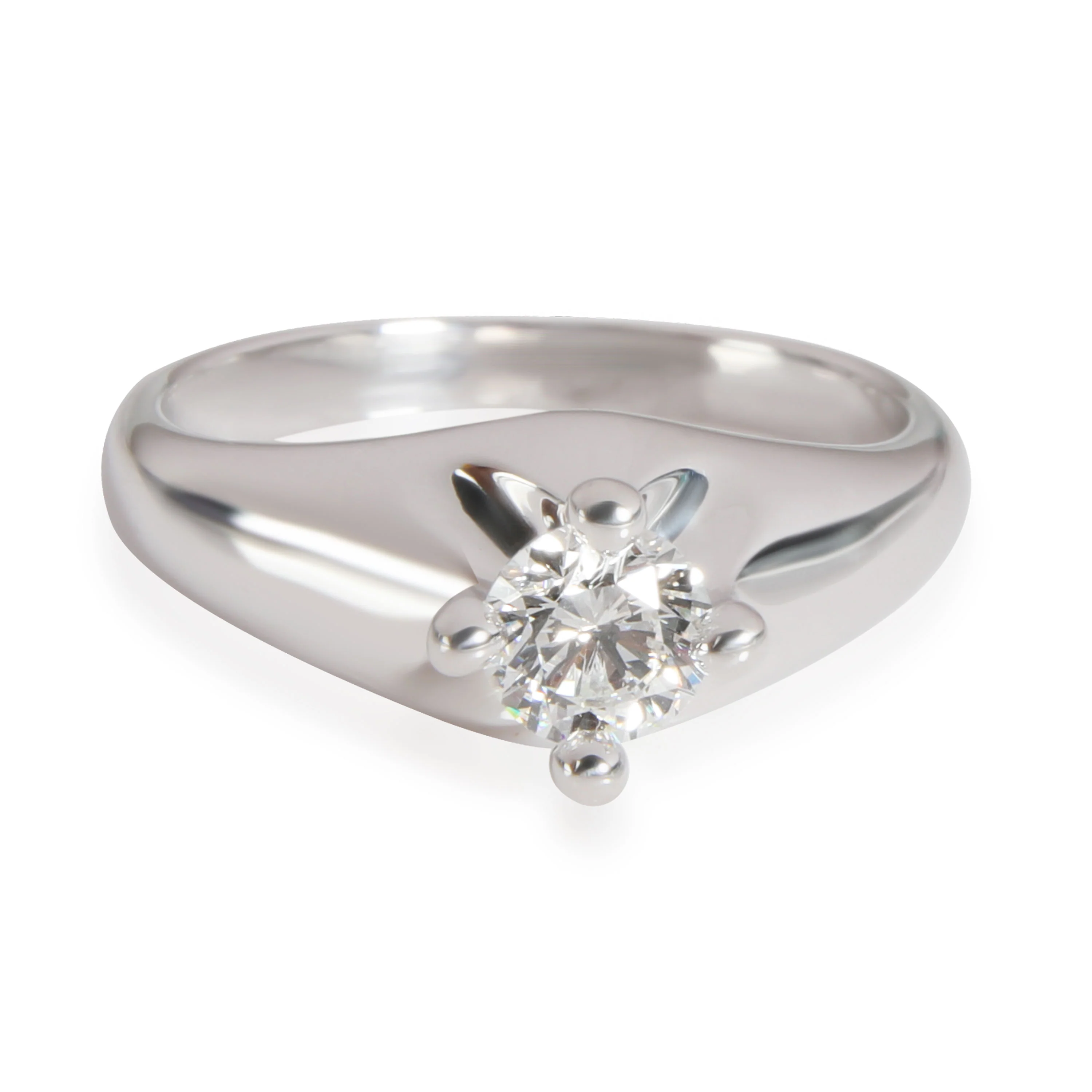 Diamond Corona Solitaire Engagement Ring in 18K White E VVS2 0.3 CTW