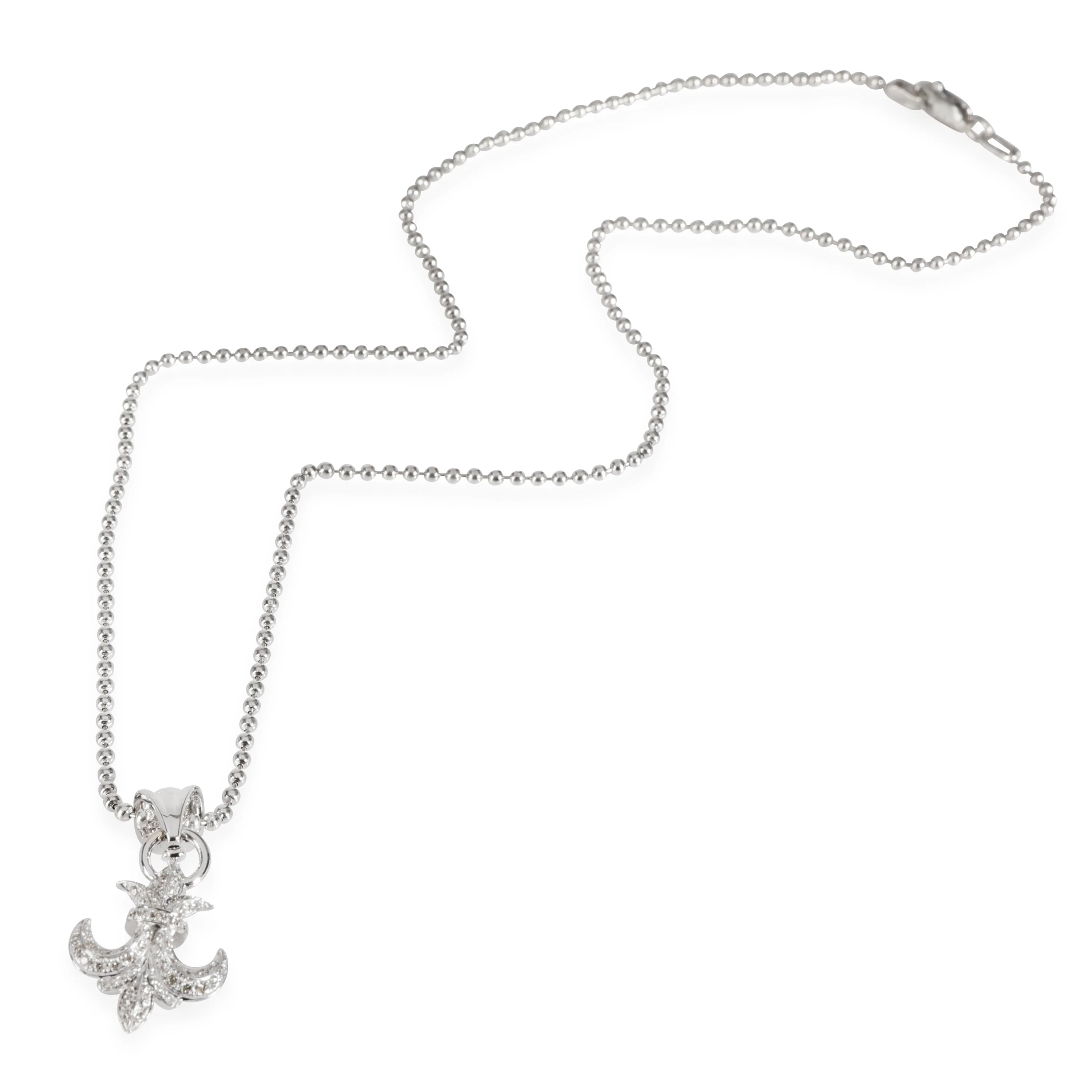 Diamond Fleur-de-Lis Pendant 18K White Gold/Sterling Silver - Image 2
