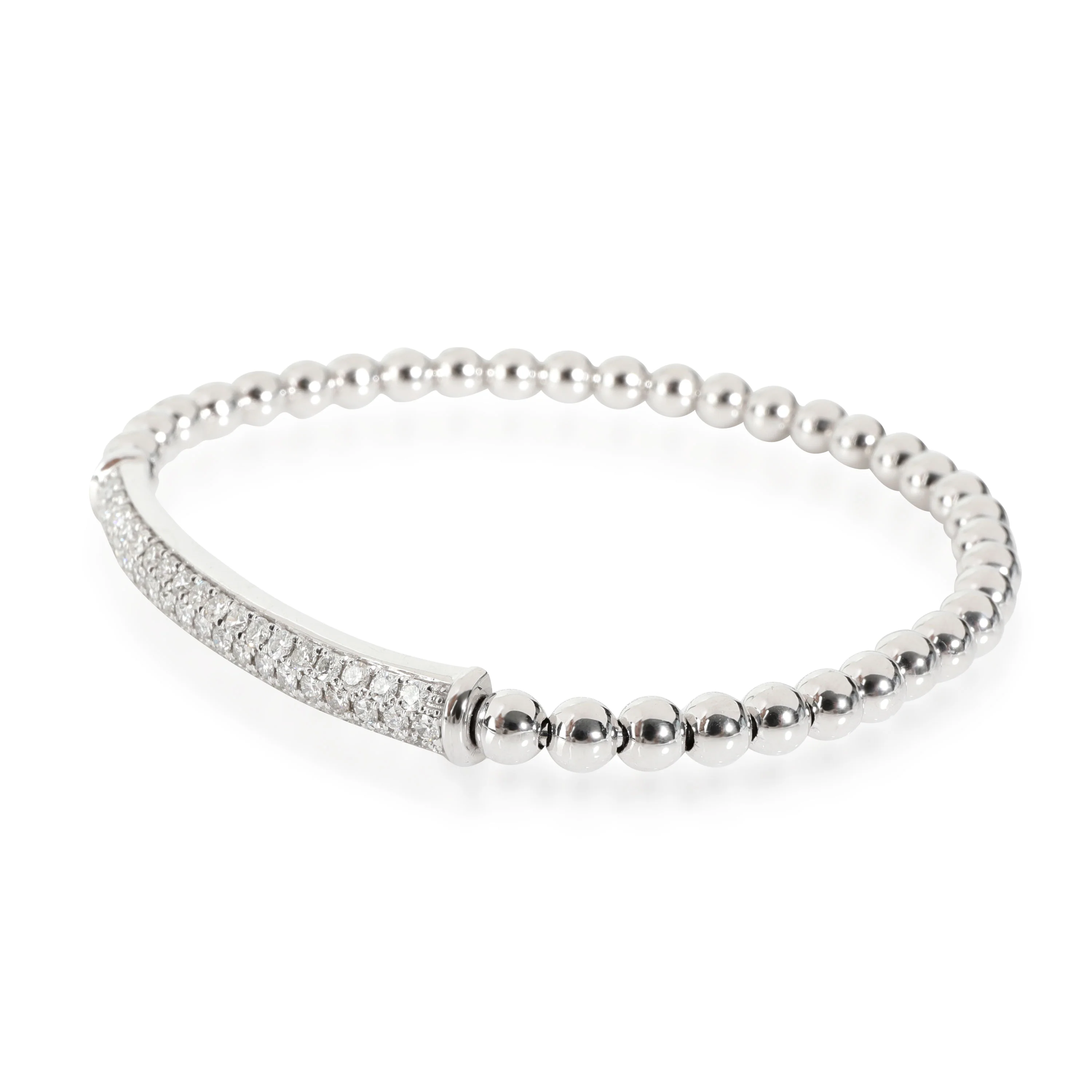 Pave Stretchy Diamond Bead Bracelet in 14K White Gold 1.16 CTW - Image 2