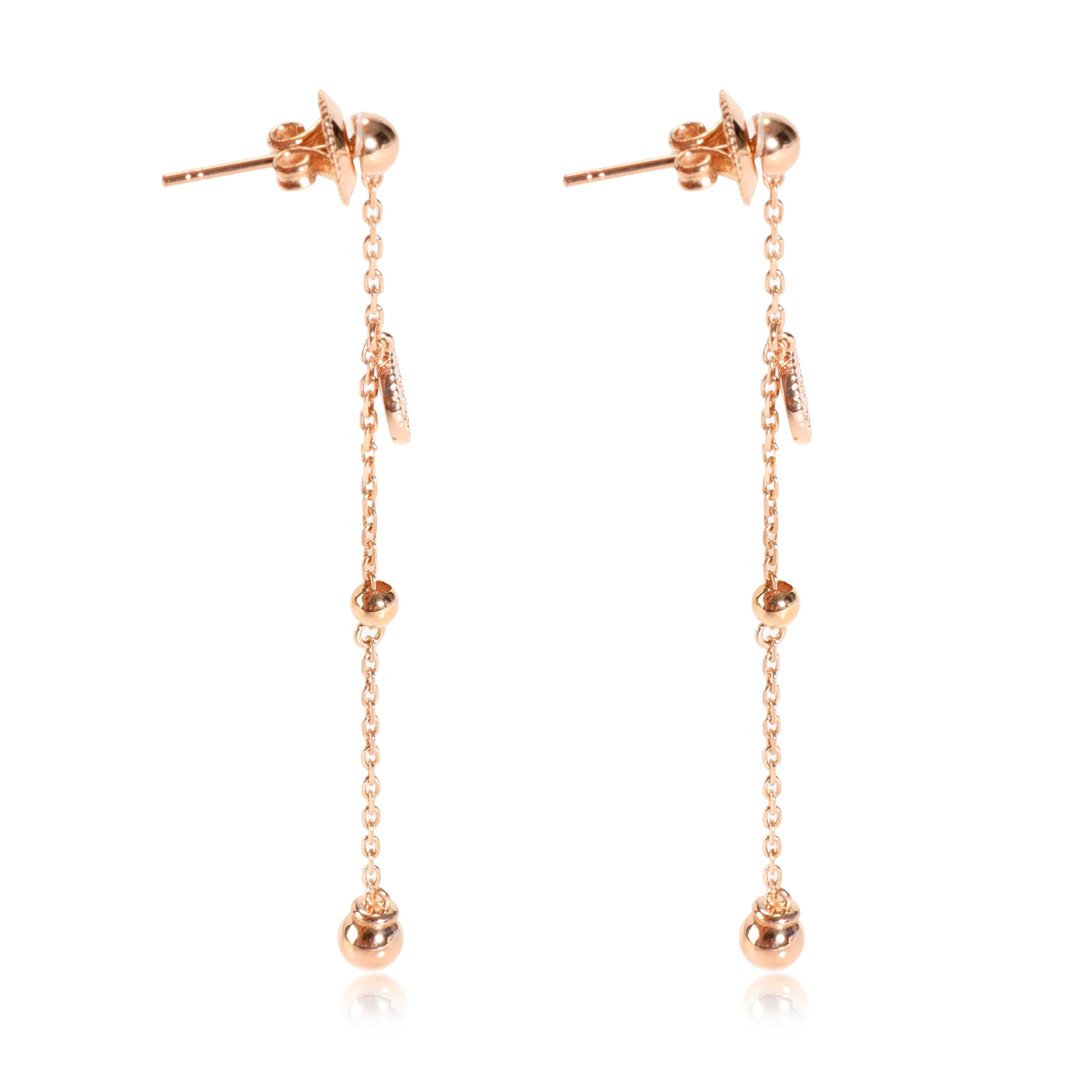 Chain Drop Earrings with Micro Pave Diamond Disc  in 18K Rose Gold 0.19 CTW - Image 2