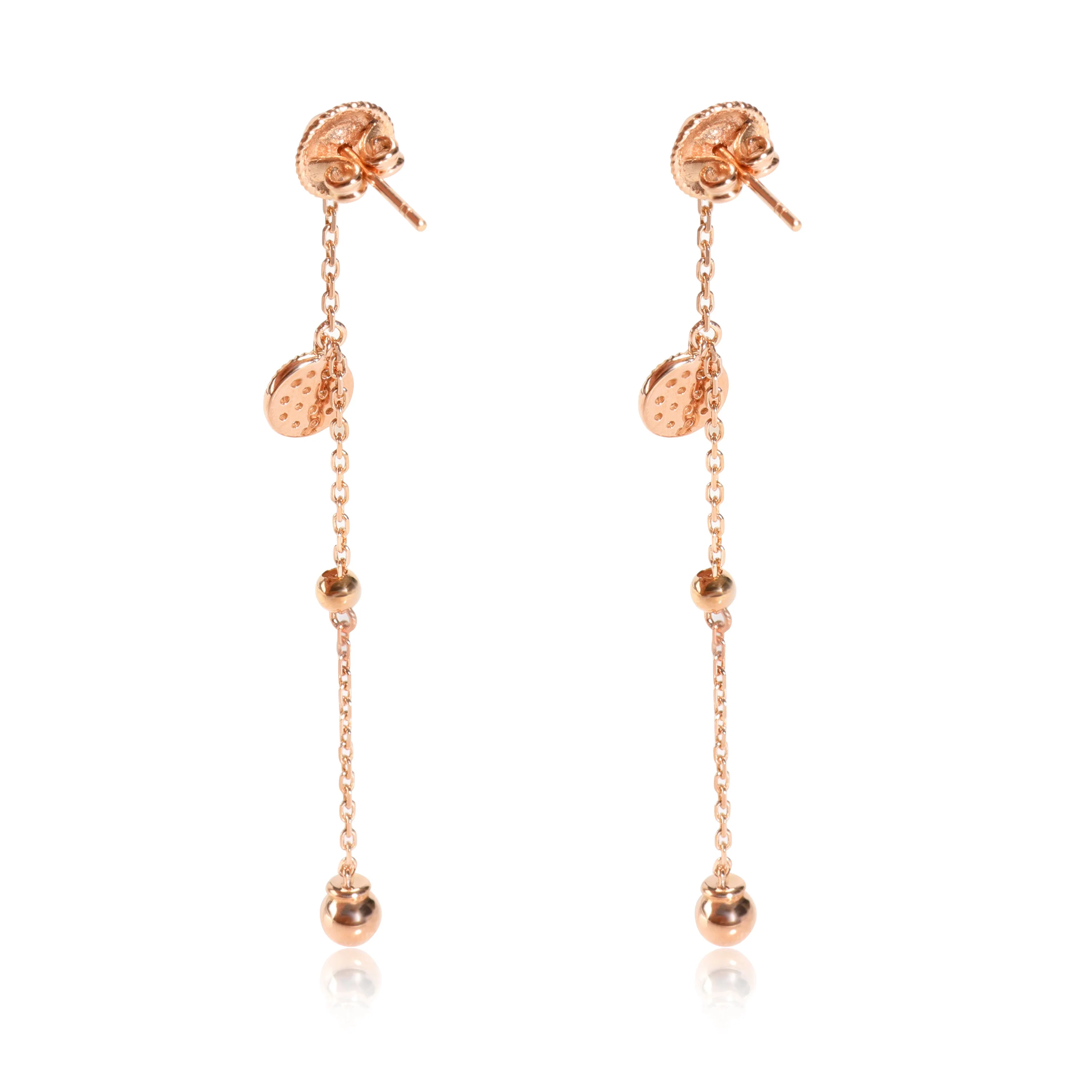 Chain Drop Earrings with Micro Pave Diamond Disc  in 18K Rose Gold 0.19 CTW - Image 3