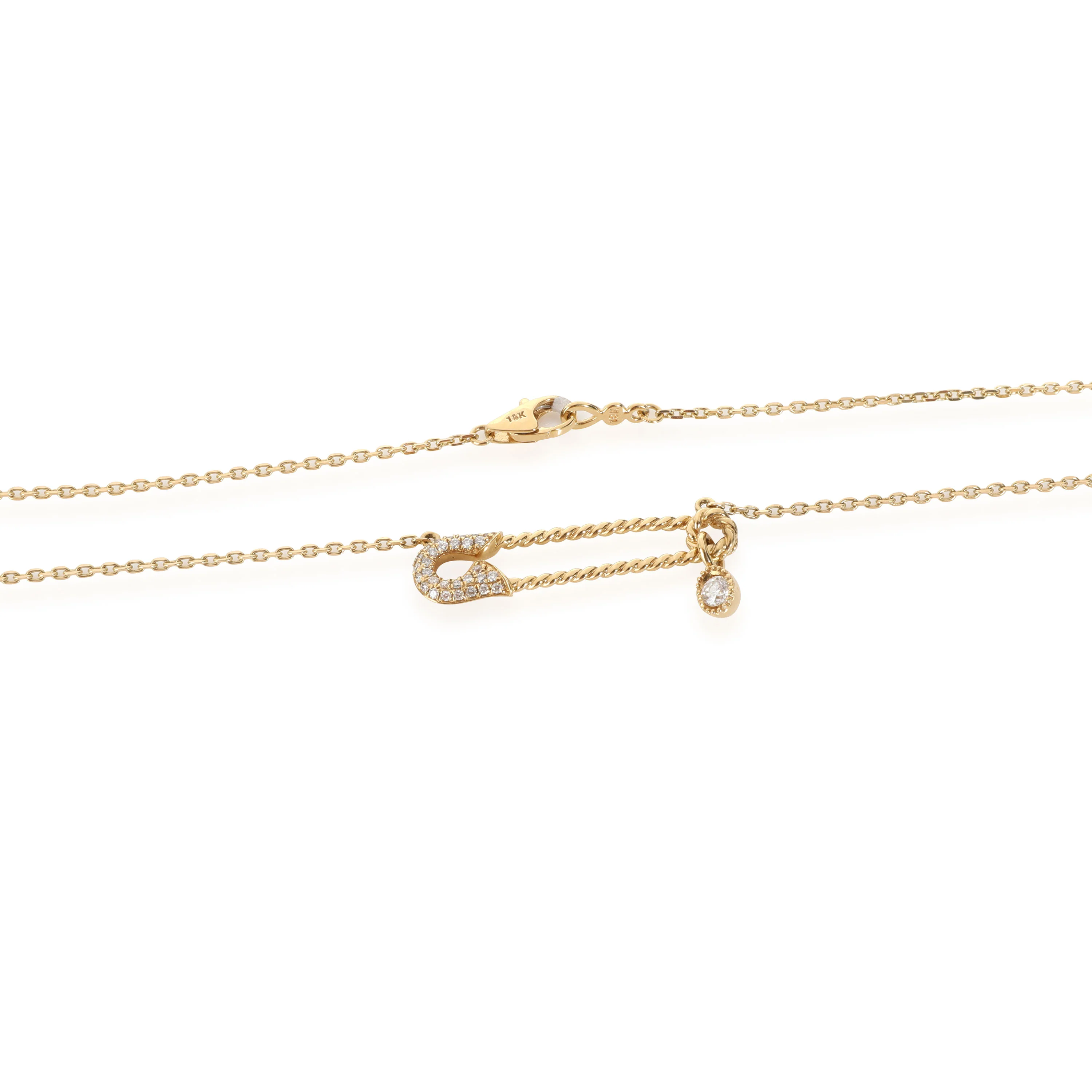 Diamond Safety Pin Necklace in 18K Yellow Gold 0.24 CTW - Image 3