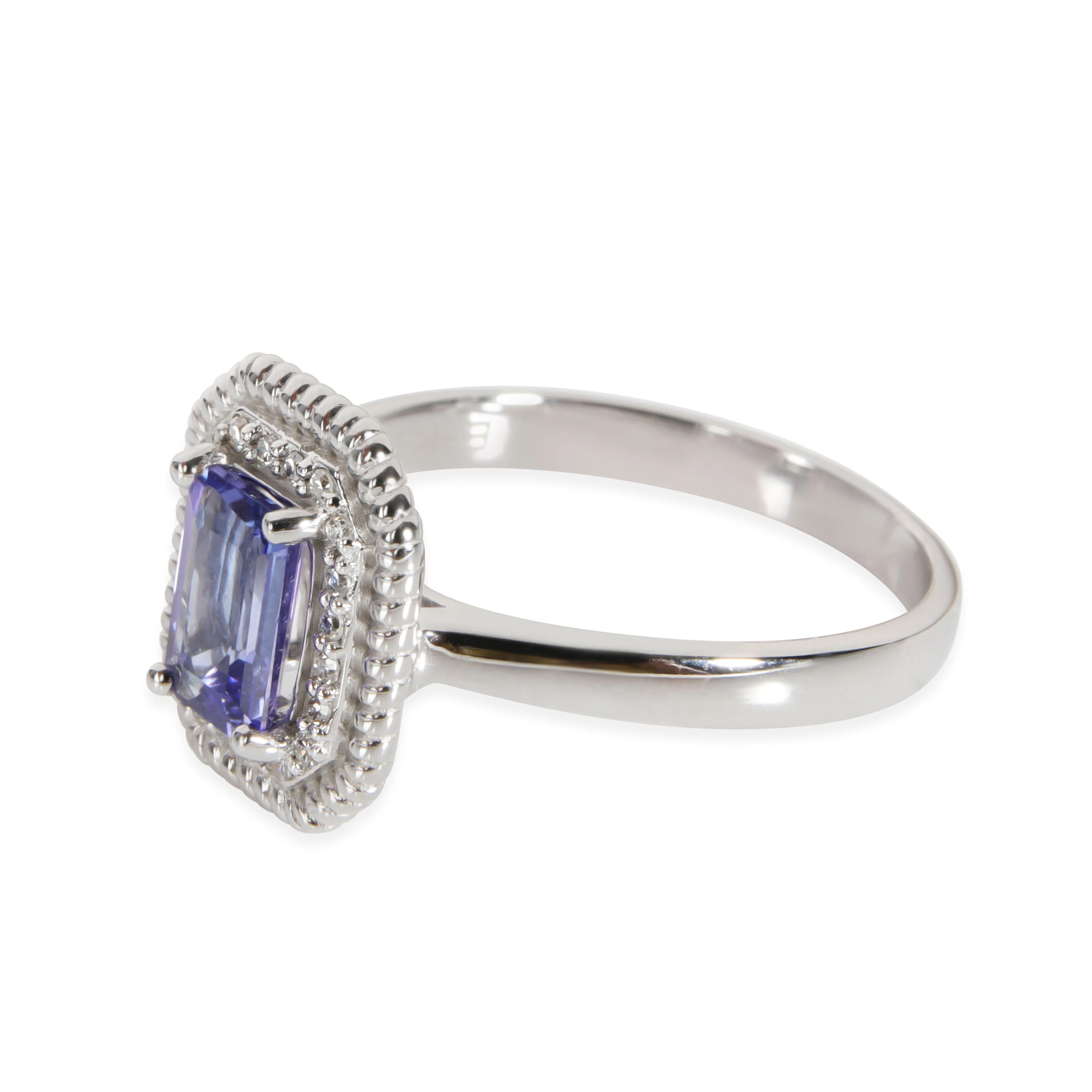 Effy Halo Tanzanite & Diamond Fashion Ring in 14K White Gold 0.08 CTW - Image 2