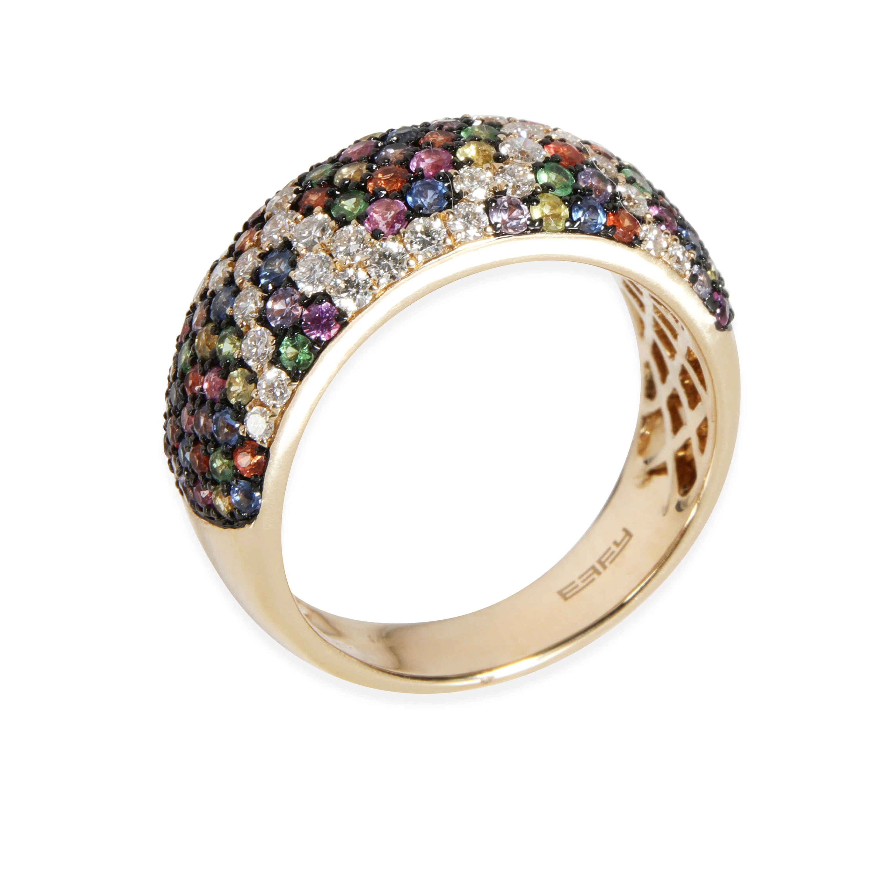Effy Multi Colored Sapphire Diamond Dome Ring in 14K Yellow Gold Mix 0.53 CTW - Image 3