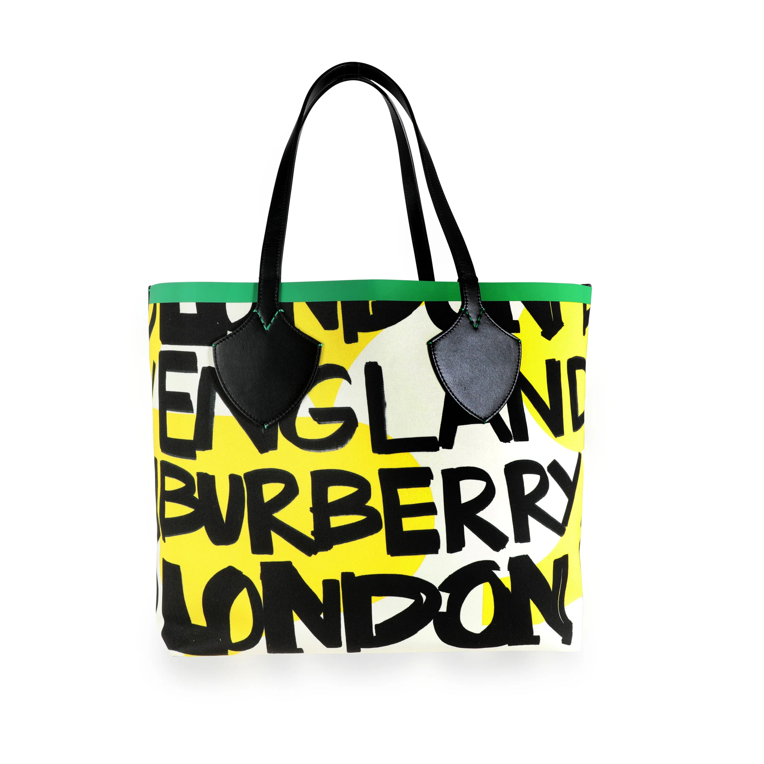 Burberry Black & Green Graffiti Print Canvas Reversible Giant Tote Bag - Image 3