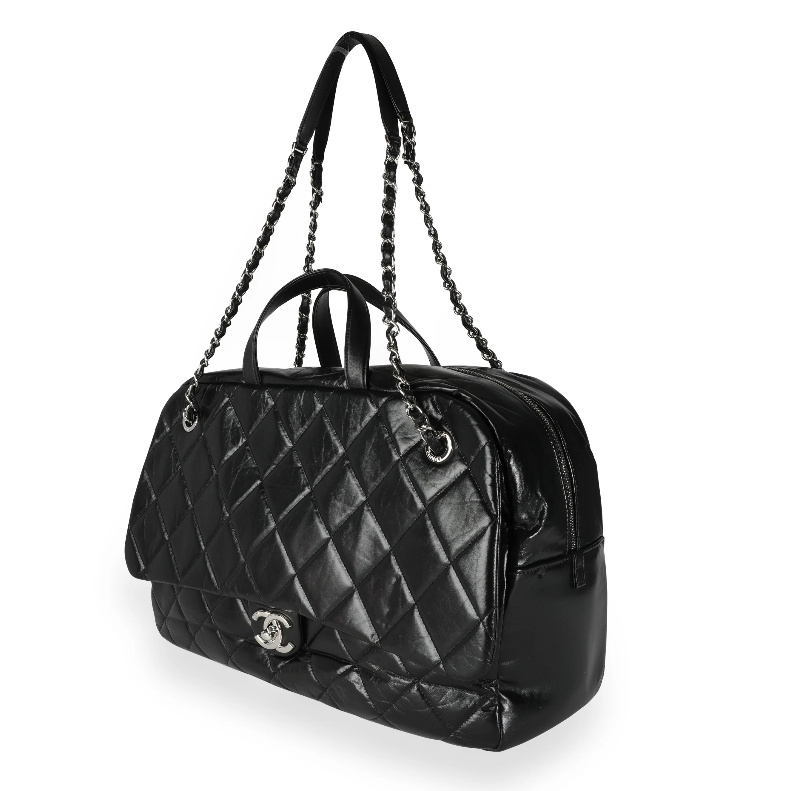 Chanel Black Quilted Calfskin Oversized Bowling Flap Bag - Image 2