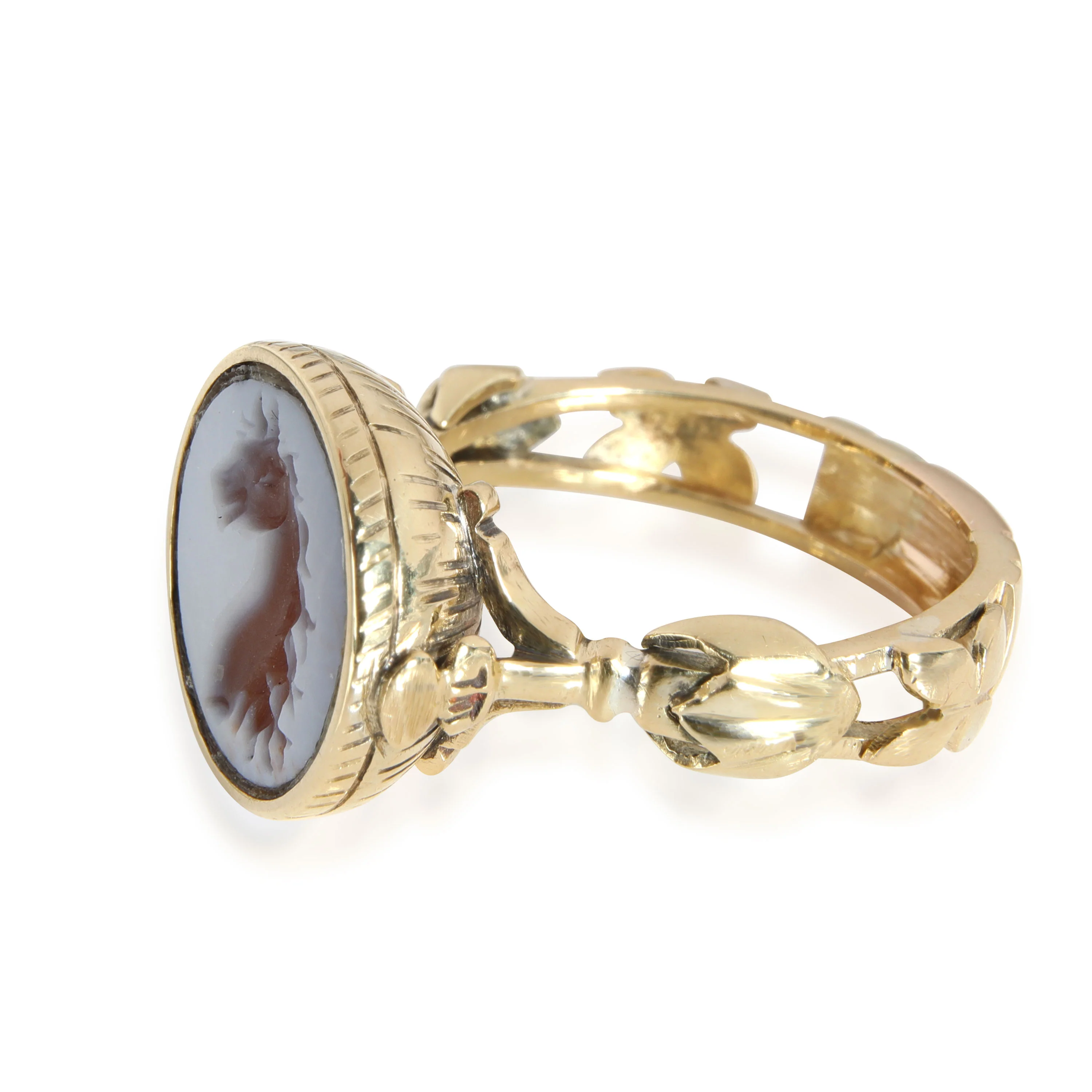 Mens Horsehead Intaglio Signet  Ring in 18K Yellow Gold - Image 2