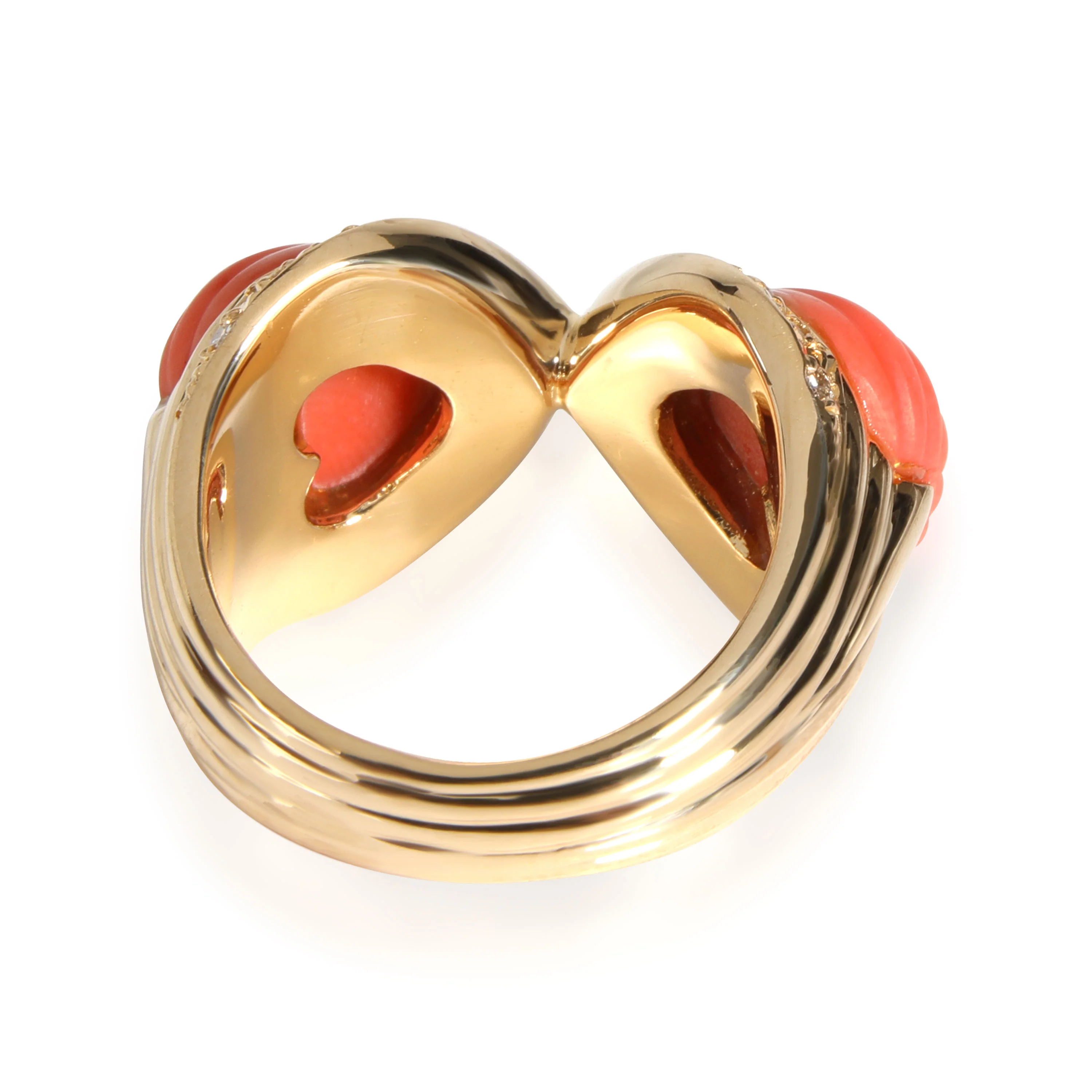 Coral Diamond Shell Ring in 18k Yellow Gold 0.28 CTW - Image 4