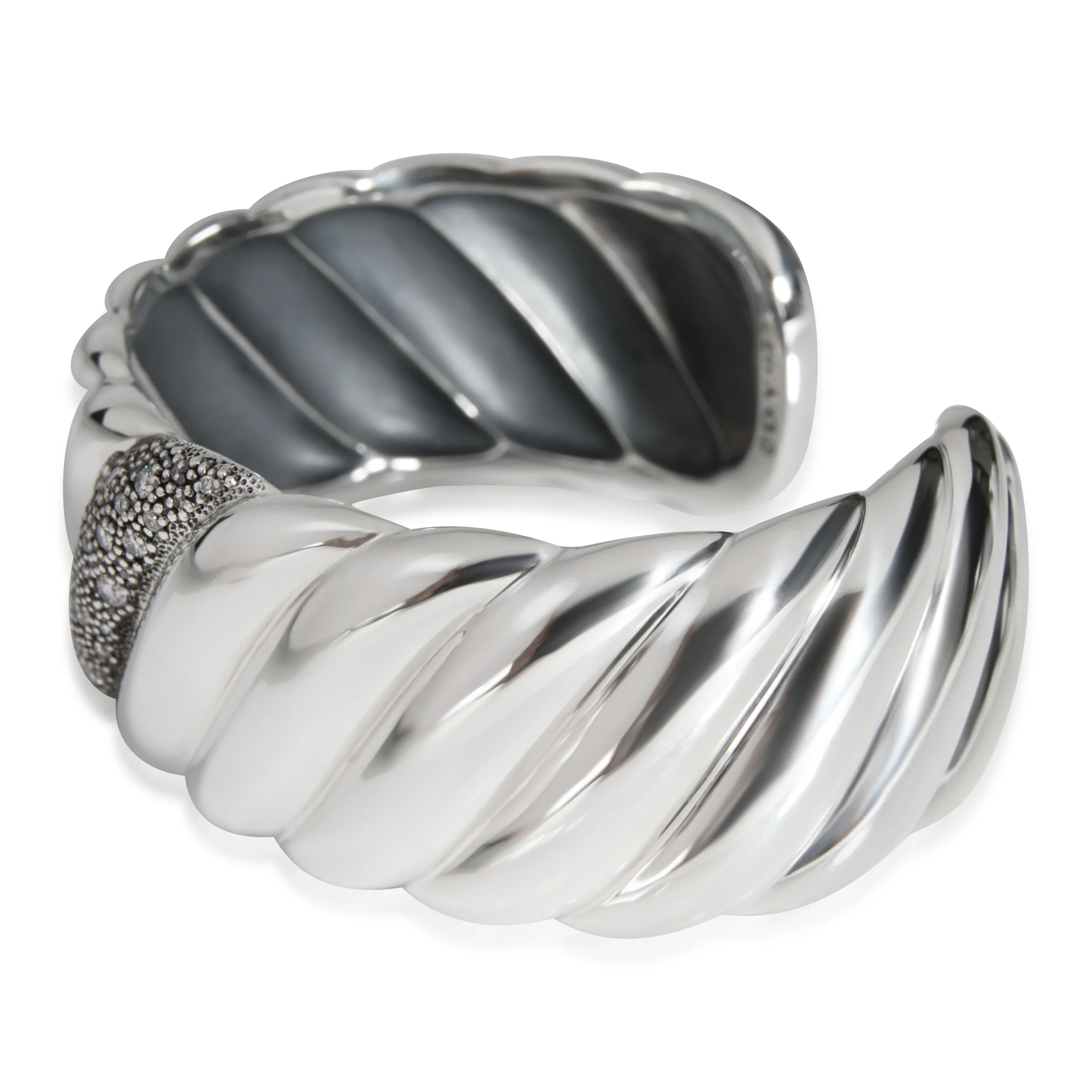 Midnight Melange Cable Diamond Cuff in Sterling Silver 0.42 CTW - Image 2