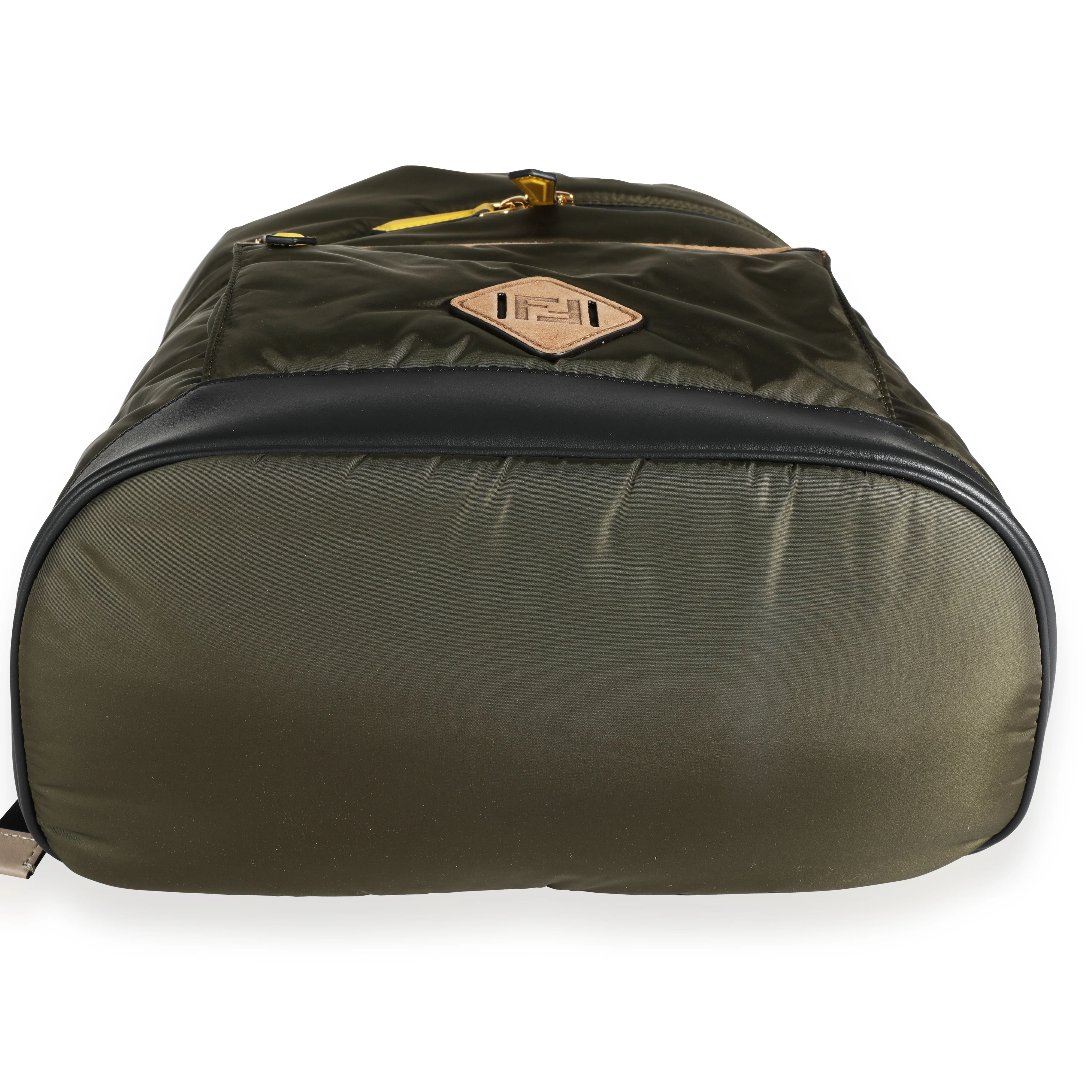 Fendi Military Nylon & Black Vitello Grace Leather Expandable Dolmias Backpack - Image 4