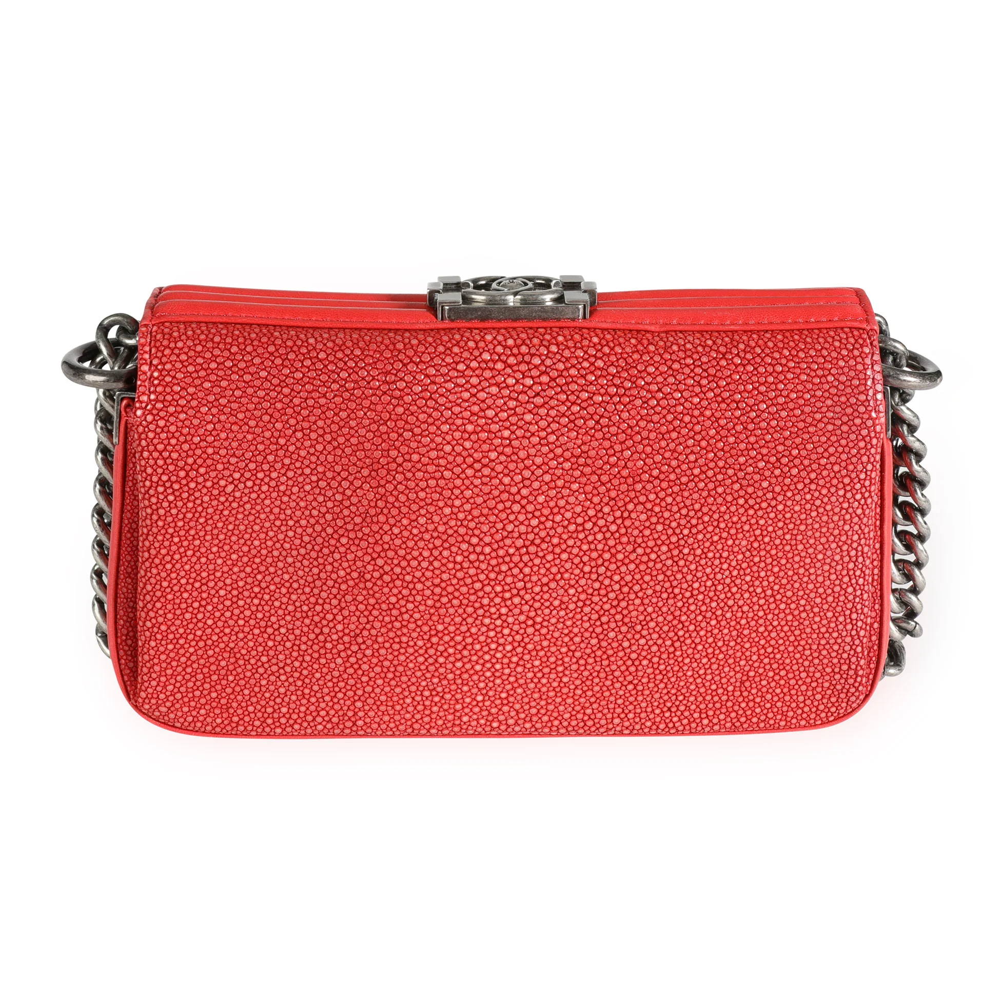 Chanel Red Stingray & Calfskin Boy Crossbody Bag - Image 3
