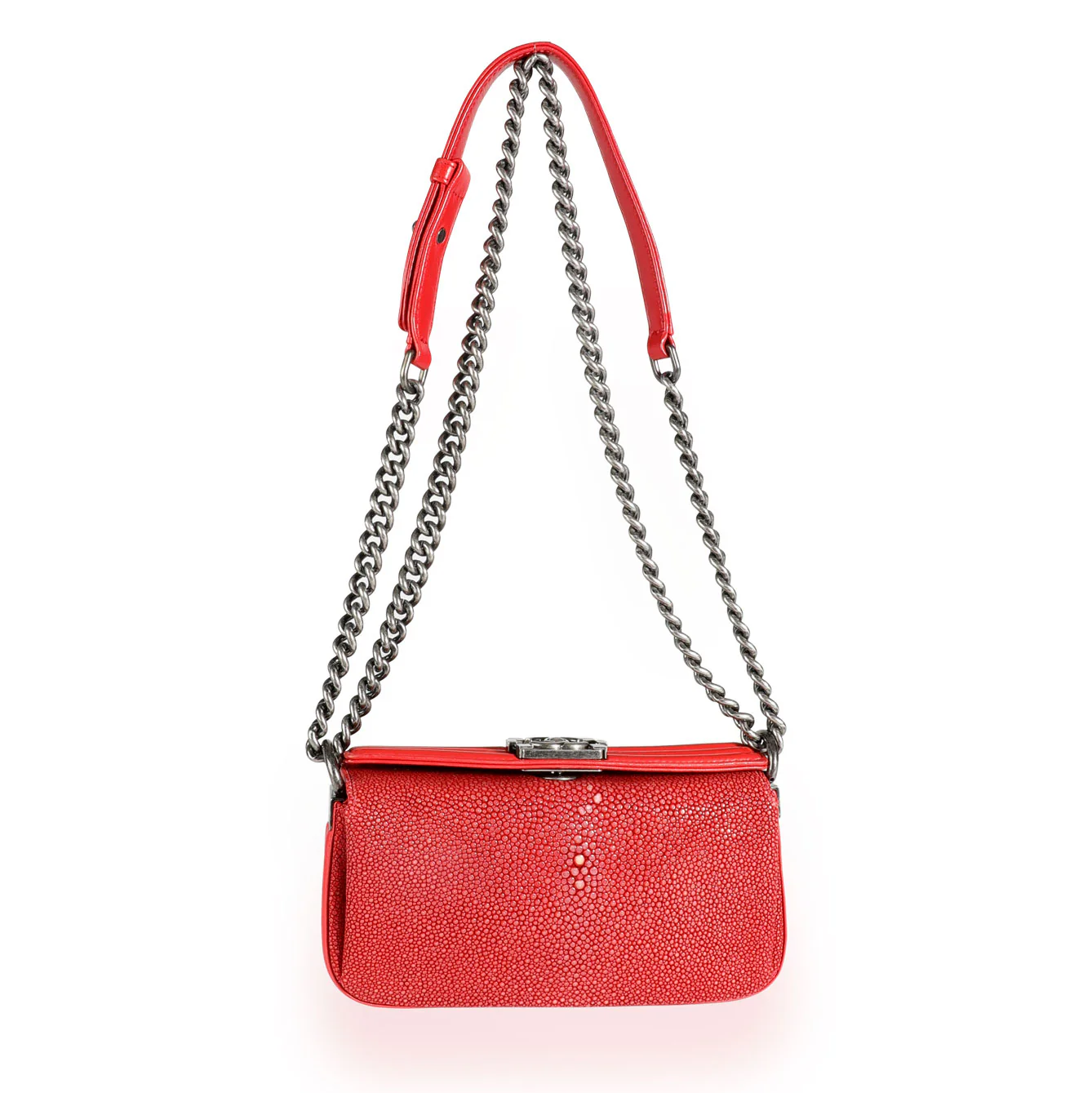 Chanel Red Stingray & Calfskin Boy Crossbody Bag - Image 4