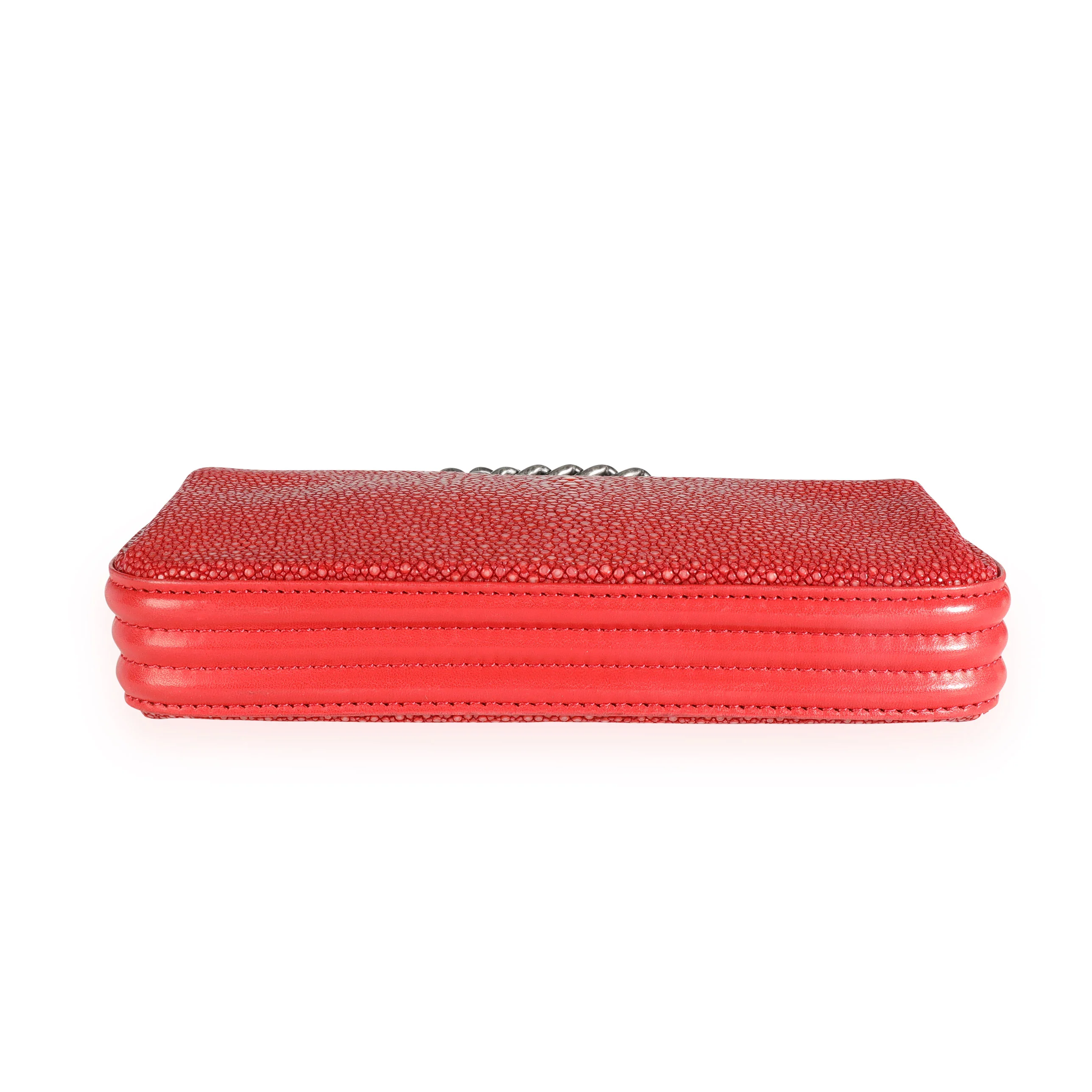 Chanel Red Stingray & Calfskin Boy Crossbody Bag - Image 5