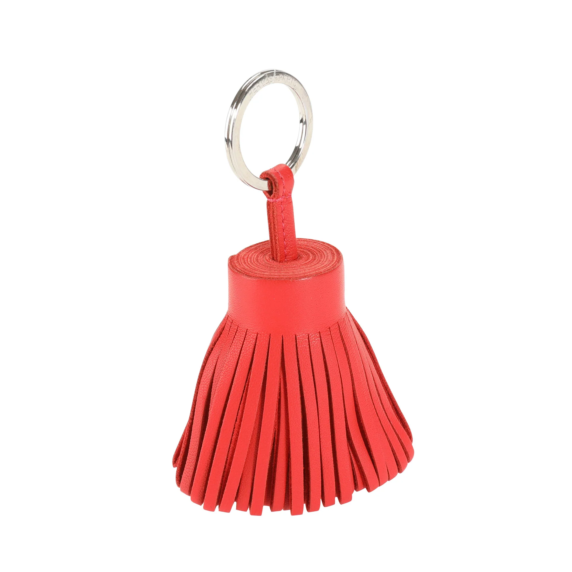 Hermès Rouge Indien Milo Lambskin Carmen Key Ring PHW - Image 2