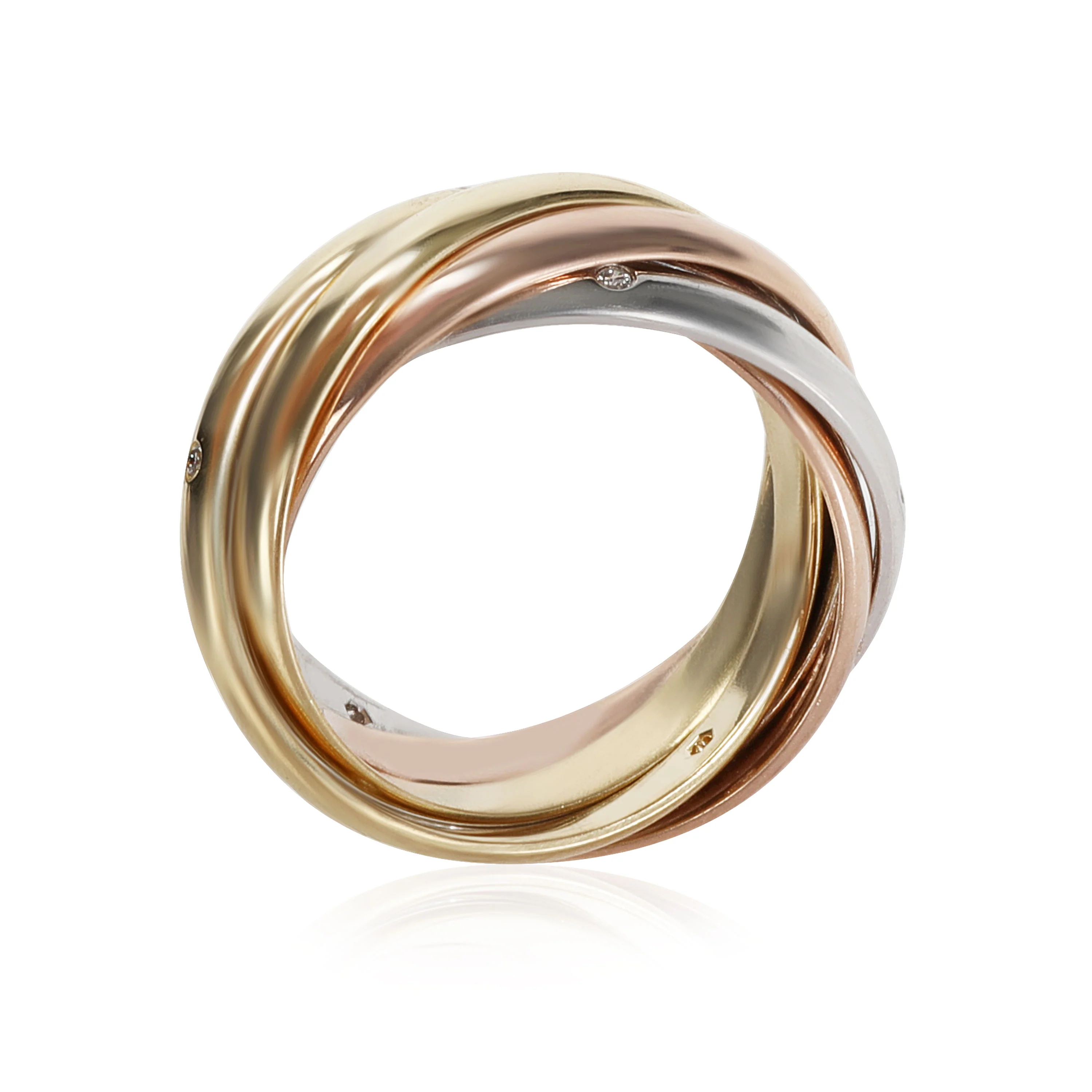 6 Band Rolling  Ring in 18K 3 Tone Gold Diamonds 0.15 CTW - Image 2