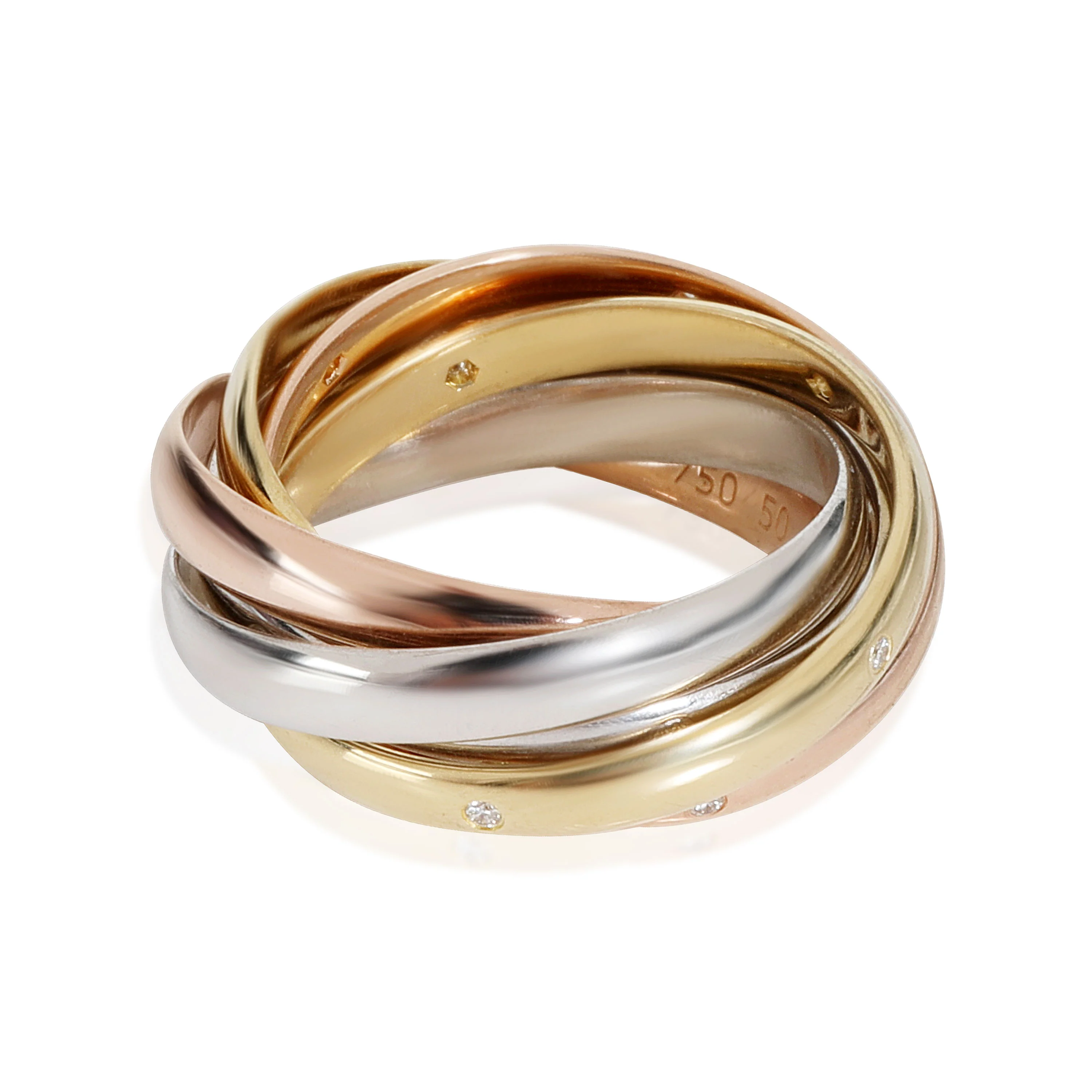 6 Band Rolling  Ring in 18K 3 Tone Gold Diamonds 0.15 CTW - Image 3