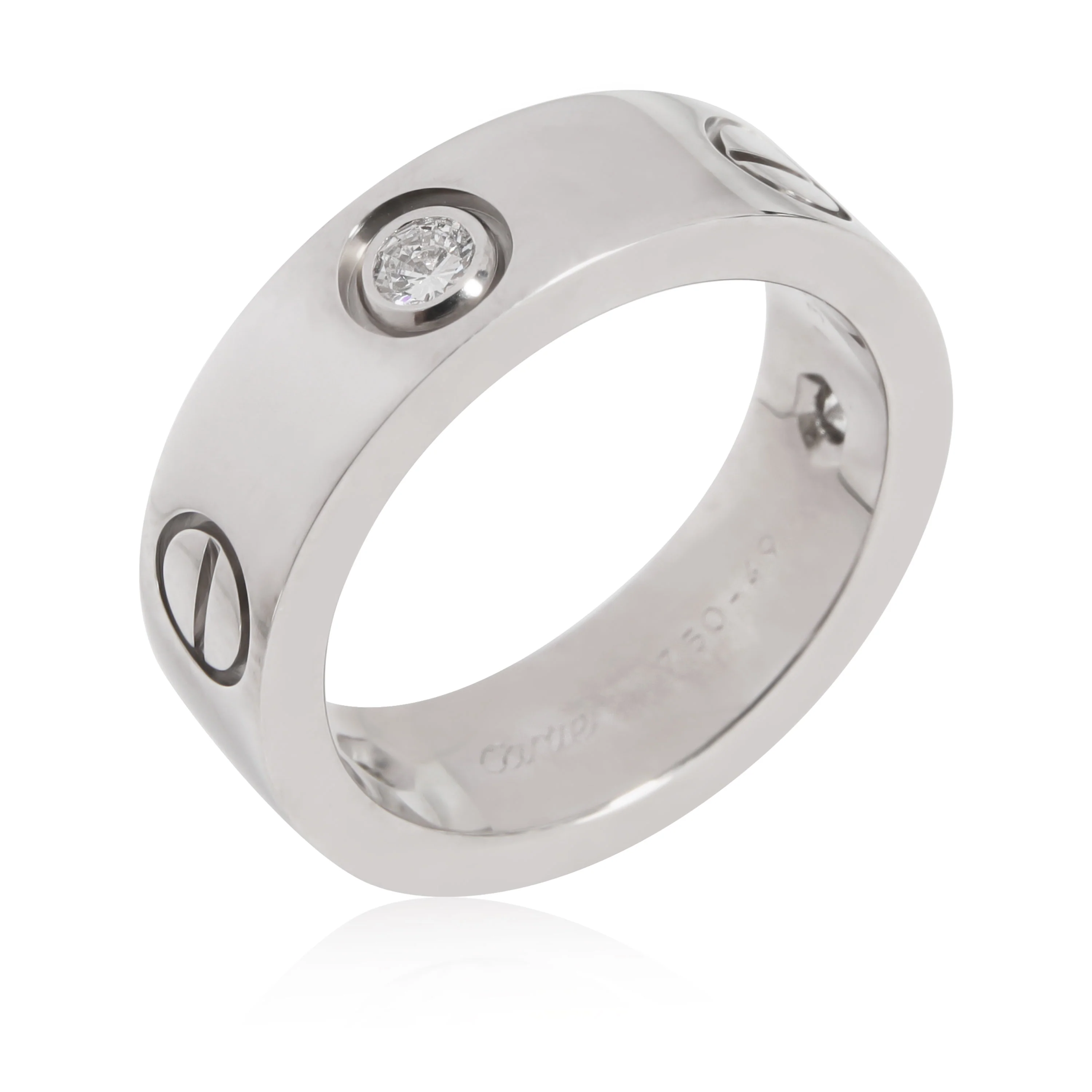 Cartier Love 3 Diamond Ring in 18K White Gold 0.22 CTW - Image 2