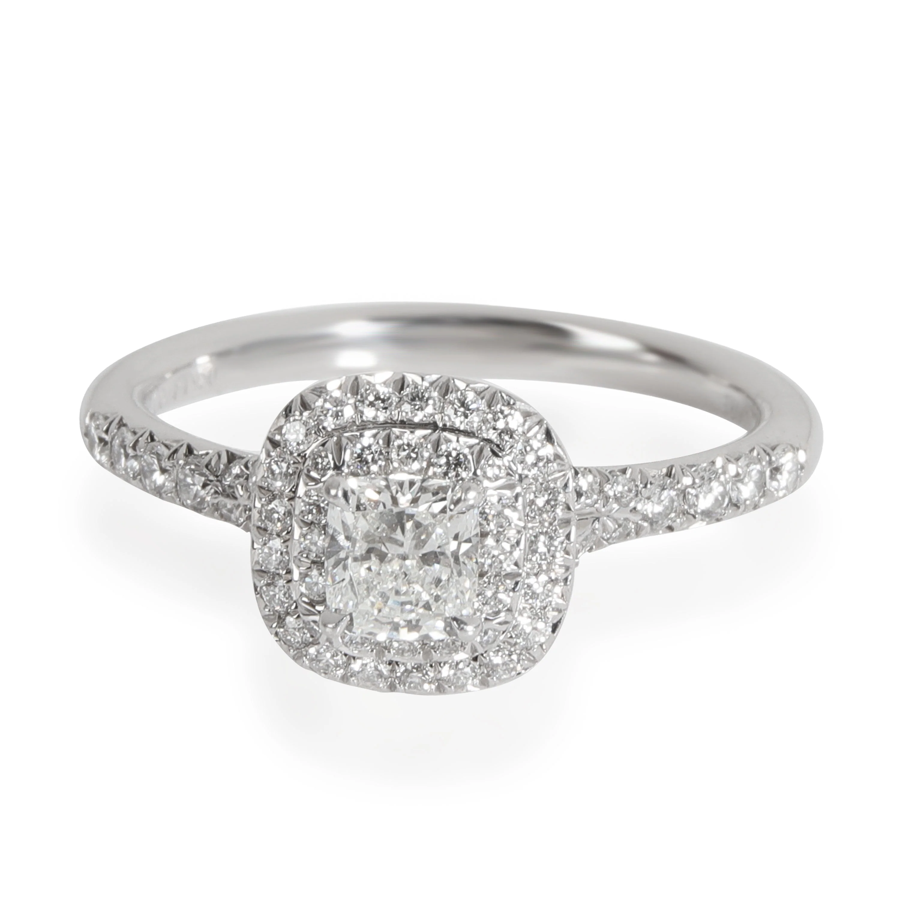 Tiffany & Co. Soleste Double Halo Diamond Engagement Ring, Platinum 0.65 Ctw