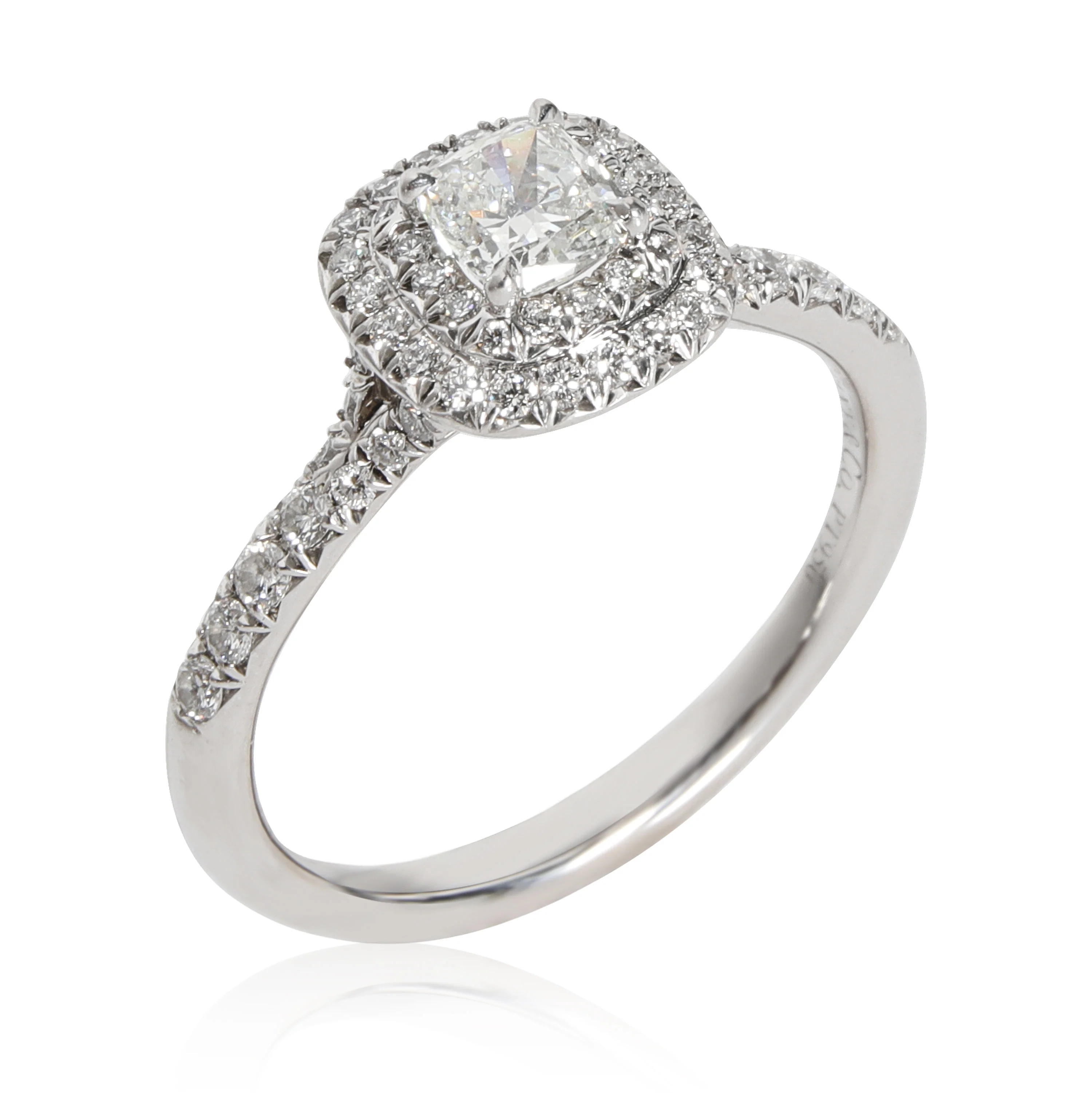 Tiffany & Co. Soleste Double Halo Diamond Engagement Ring, Platinum 0.65 Ctw - Image 3