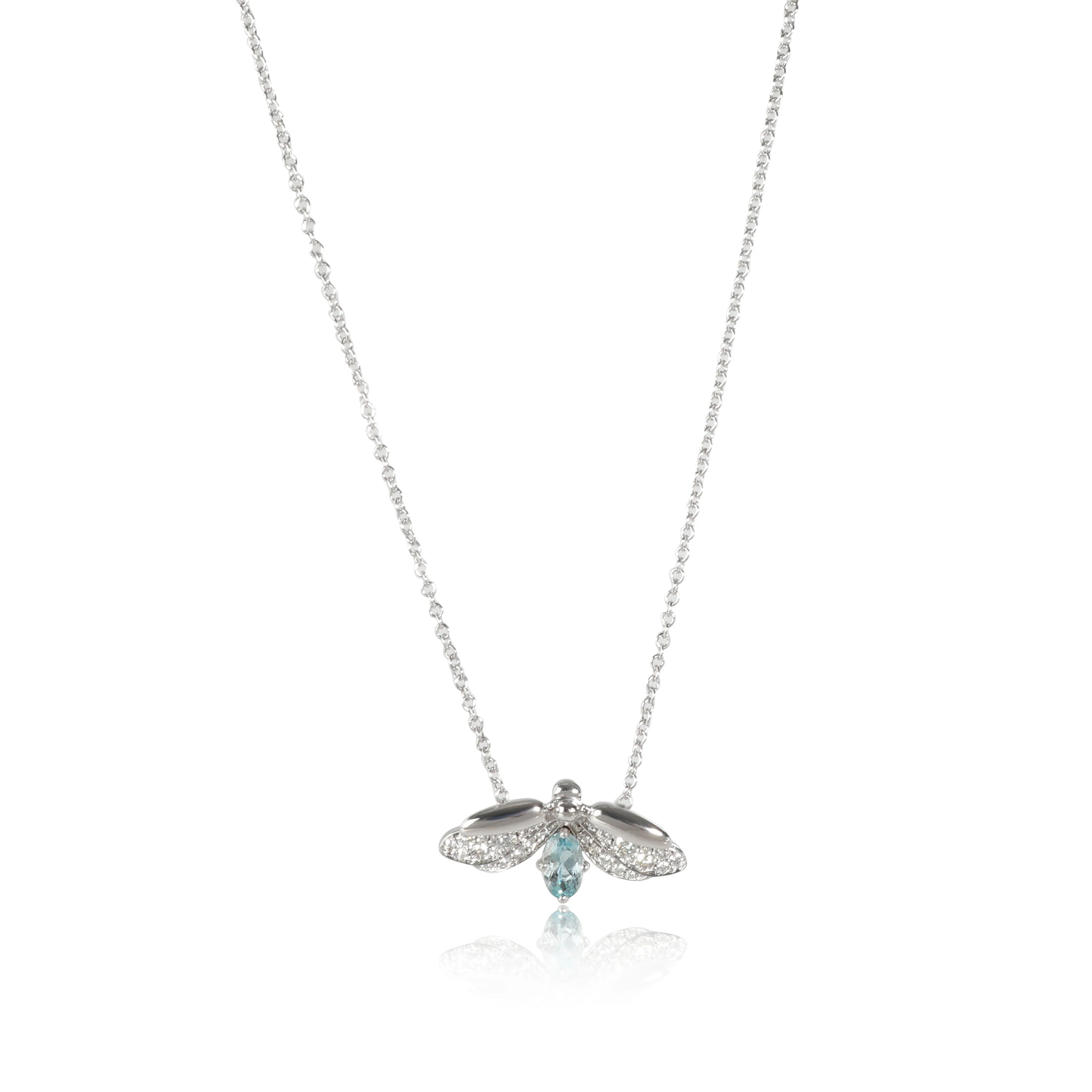 Tiffany & Co. Paper Flowers Aquamarine Diamond Pendant in  Platinum 0.13 CTW