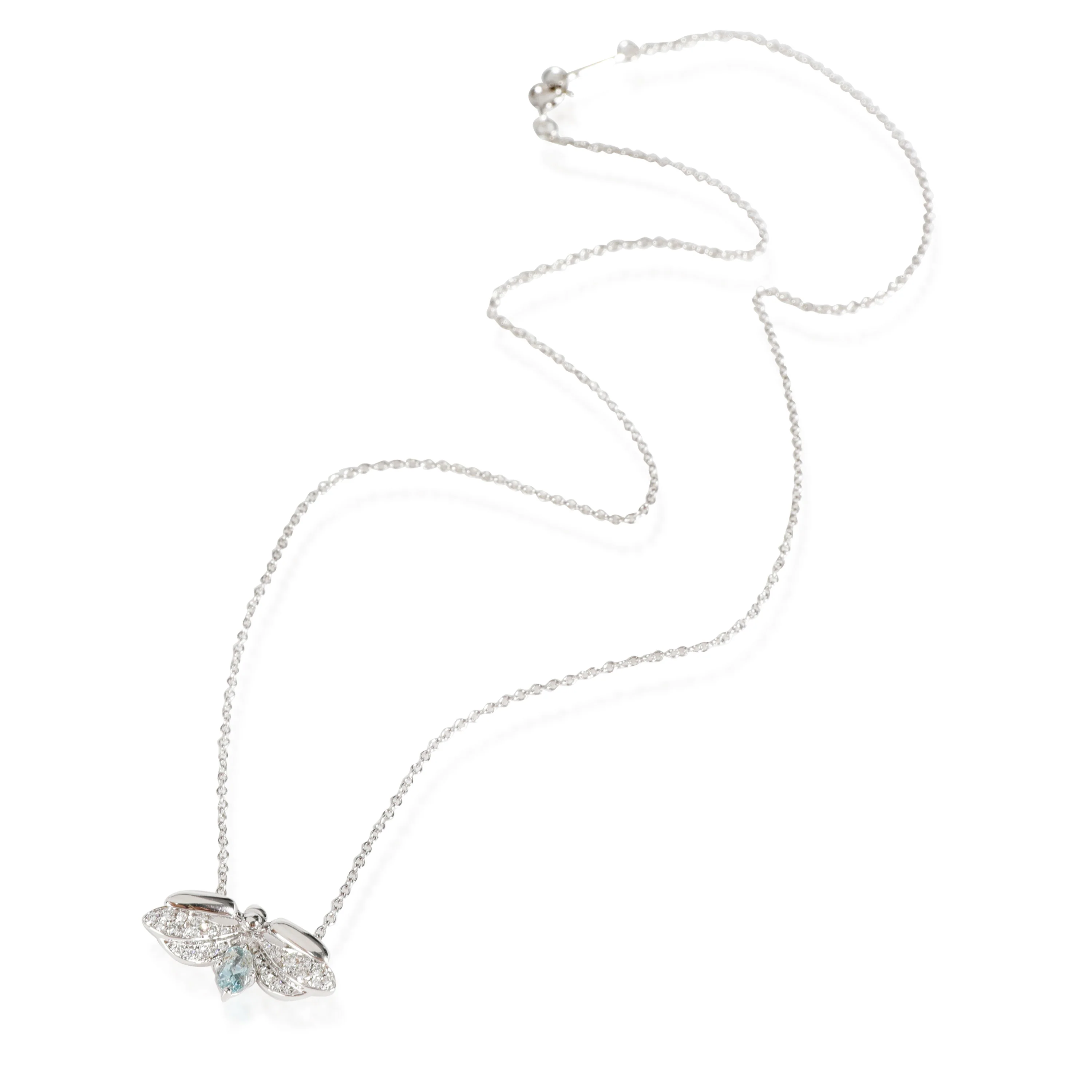 Tiffany & Co. Paper Flowers Aquamarine Diamond Pendant in  Platinum 0.13 CTW - Image 2