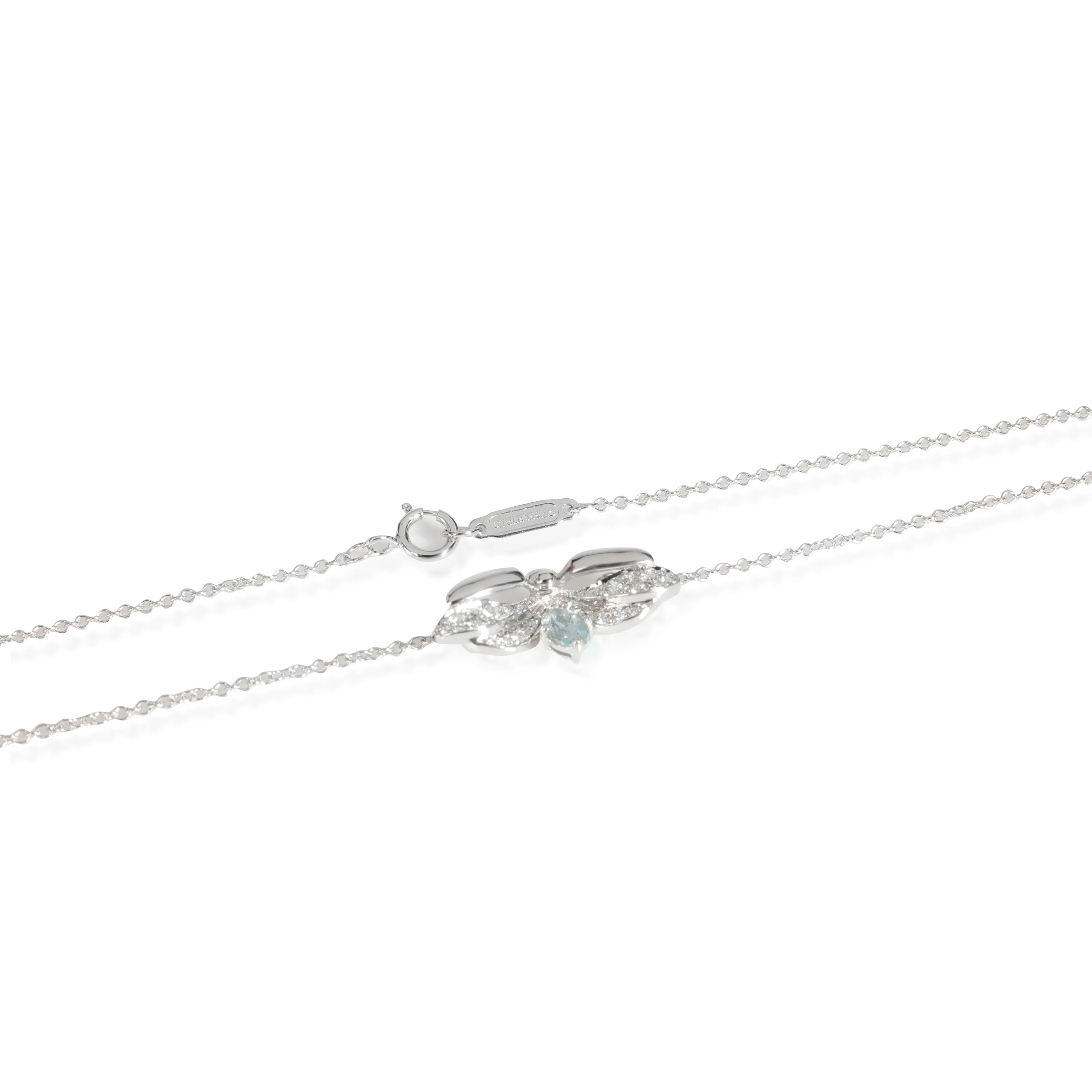 Tiffany & Co. Paper Flowers Aquamarine Diamond Pendant in  Platinum 0.13 CTW - Image 3