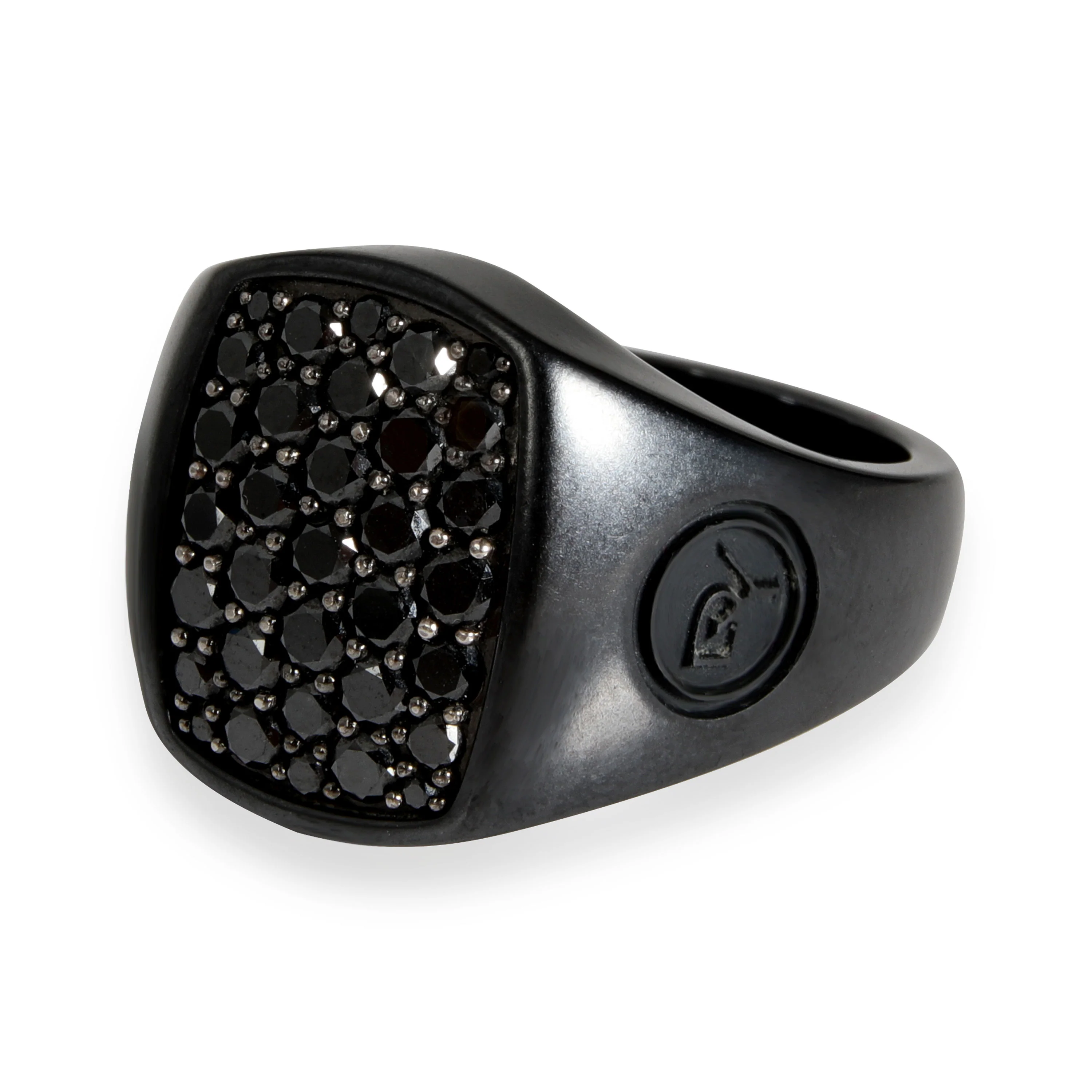 Pave Collection Diamond Signet Ring in Titanium 1/1 Ctw - Image 2