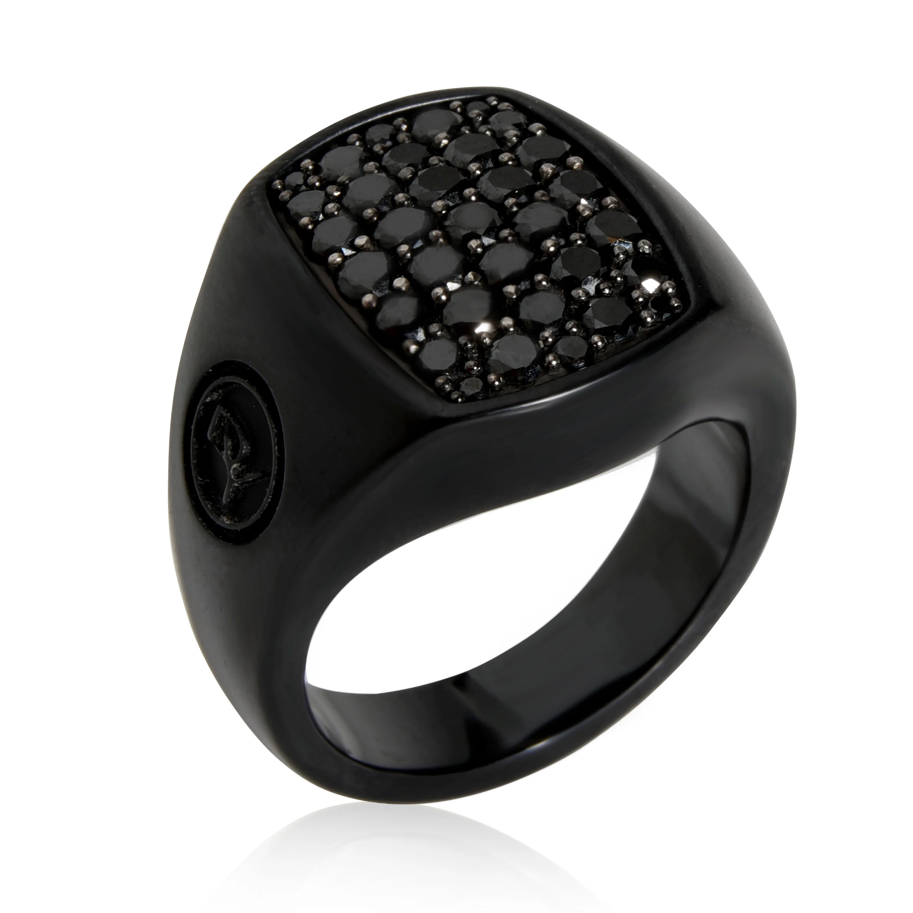 Pave Collection Diamond Signet Ring in Titanium 1/1 Ctw - Image 3