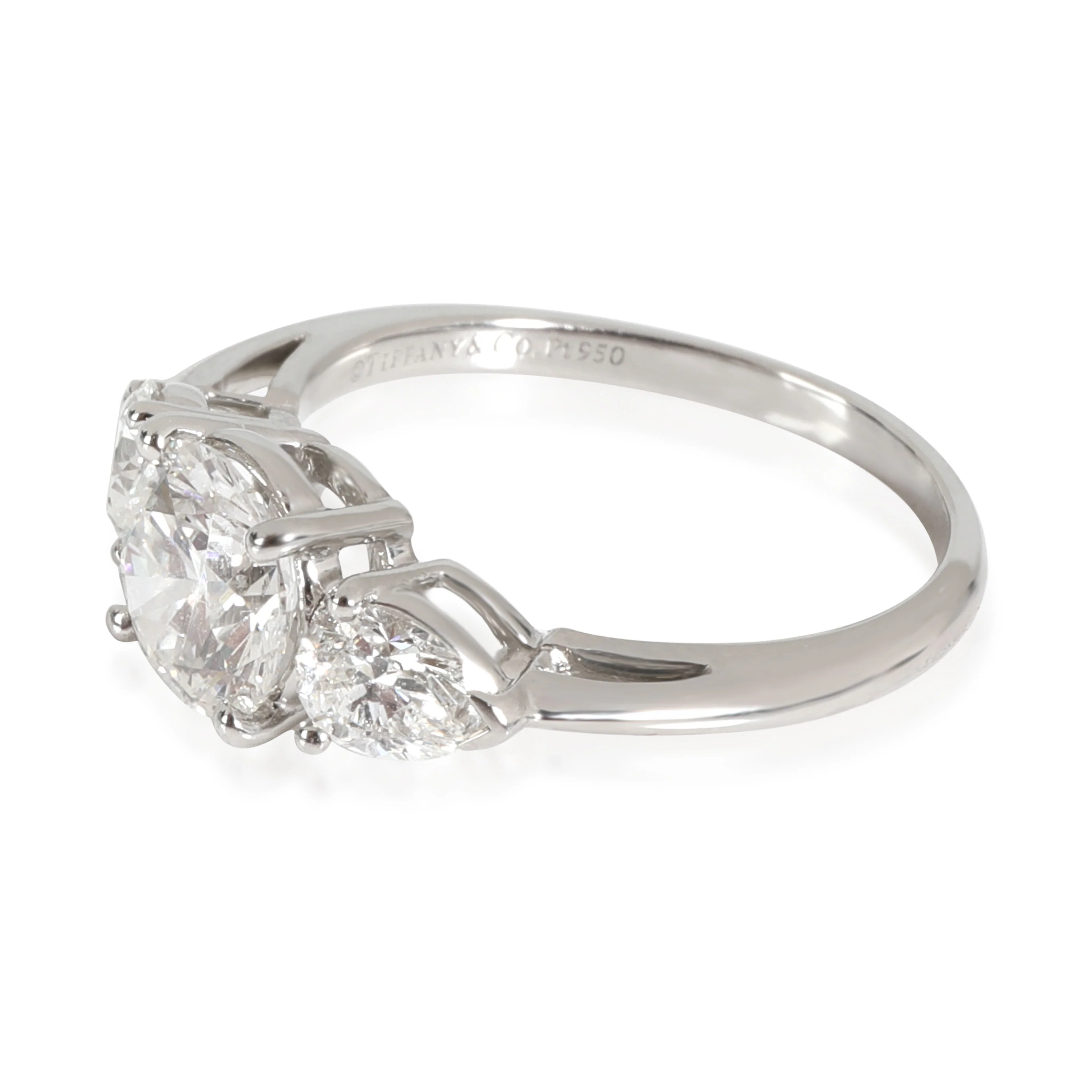 Tiffany & Co. Three Stone Diamond Engagement Ring in Platinum G IF 1.86 CTW - Image 2