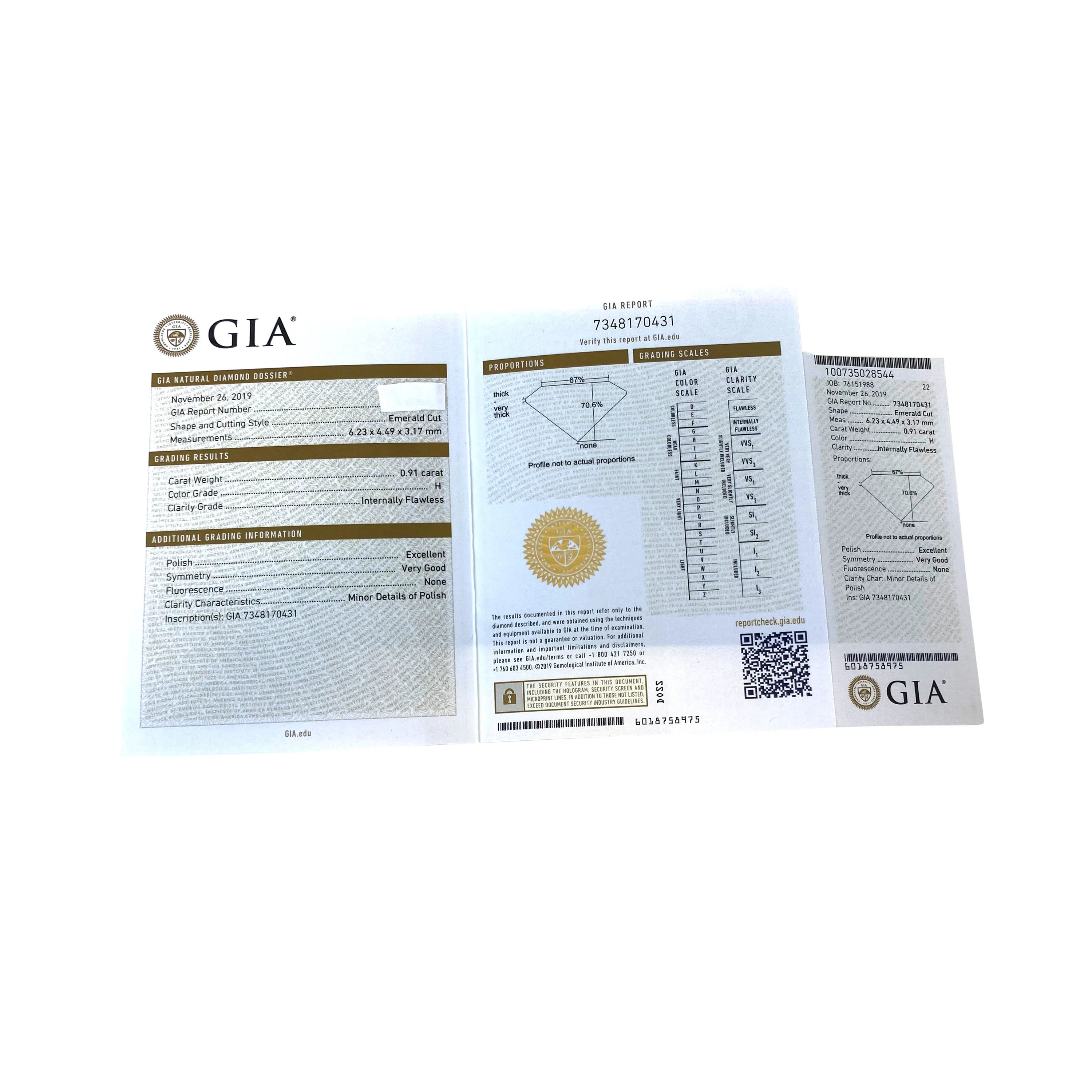 GIA Certified 0.91 Ct Emerlad cut H IF Loose Diamond - Image 5