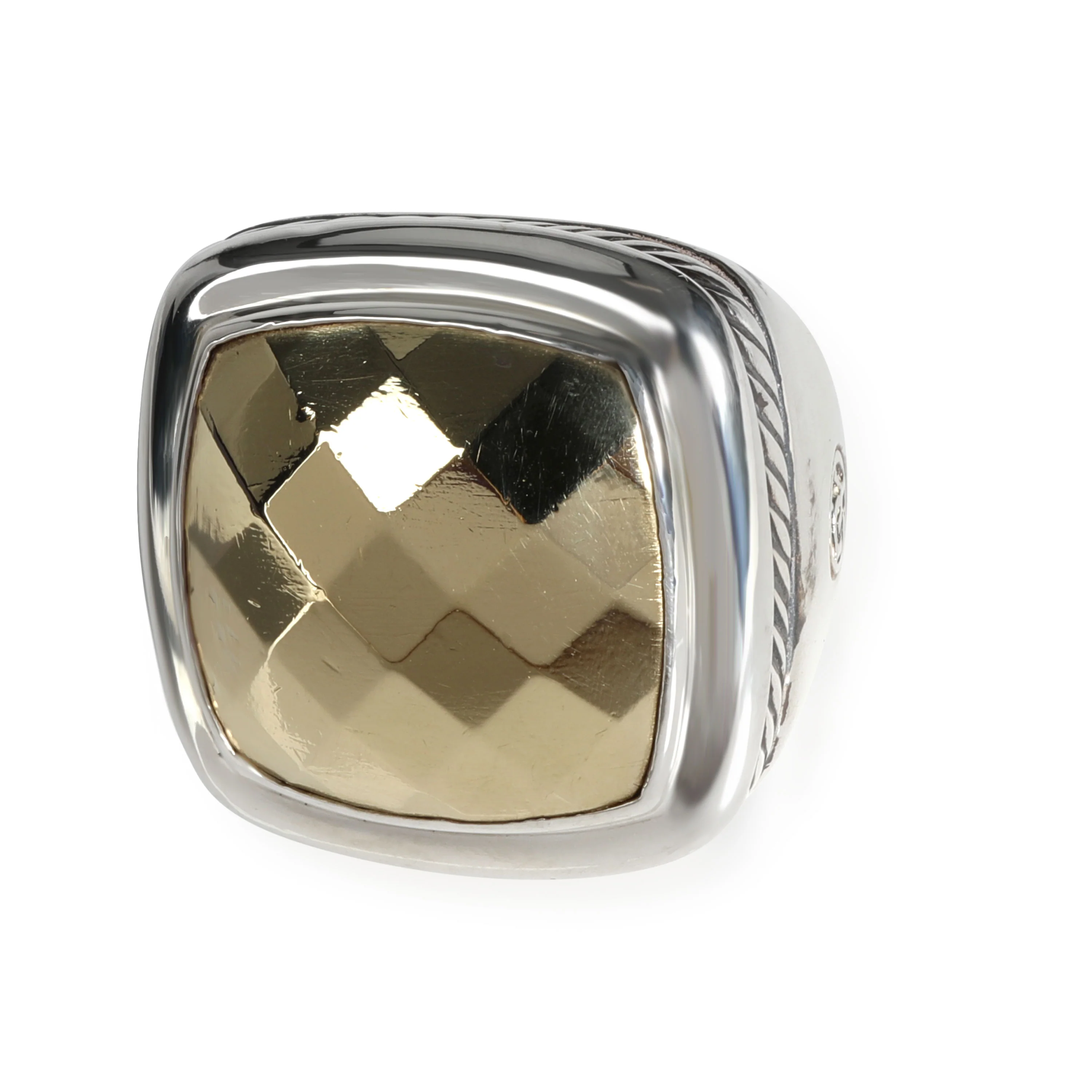 David Yurman Albion Faceted Gold Top Ring in 1/4 18k Yellow Gold/Sterling Silver