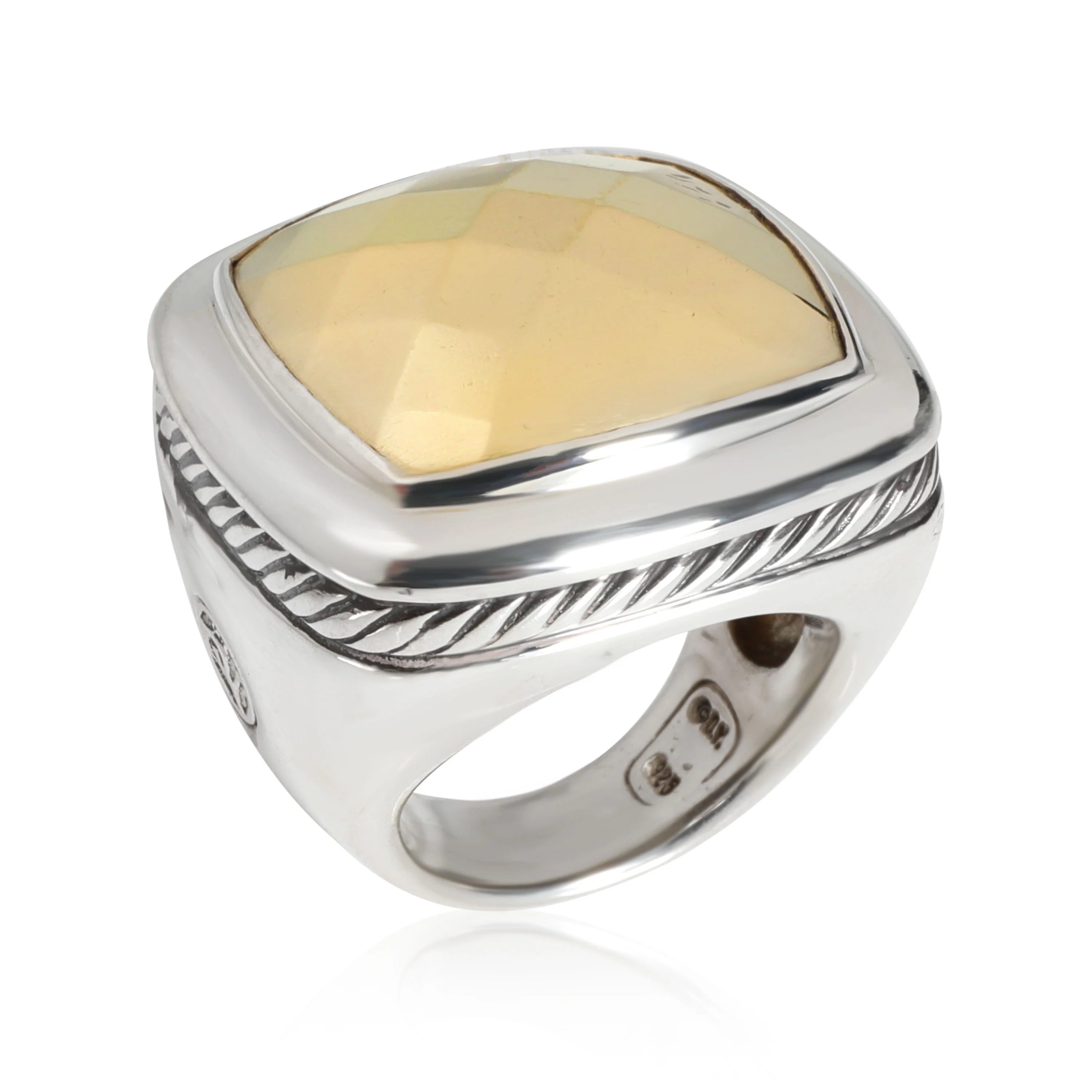 David Yurman Albion Faceted Gold Top Ring in 1/4 18k Yellow Gold/Sterling Silver - Image 3