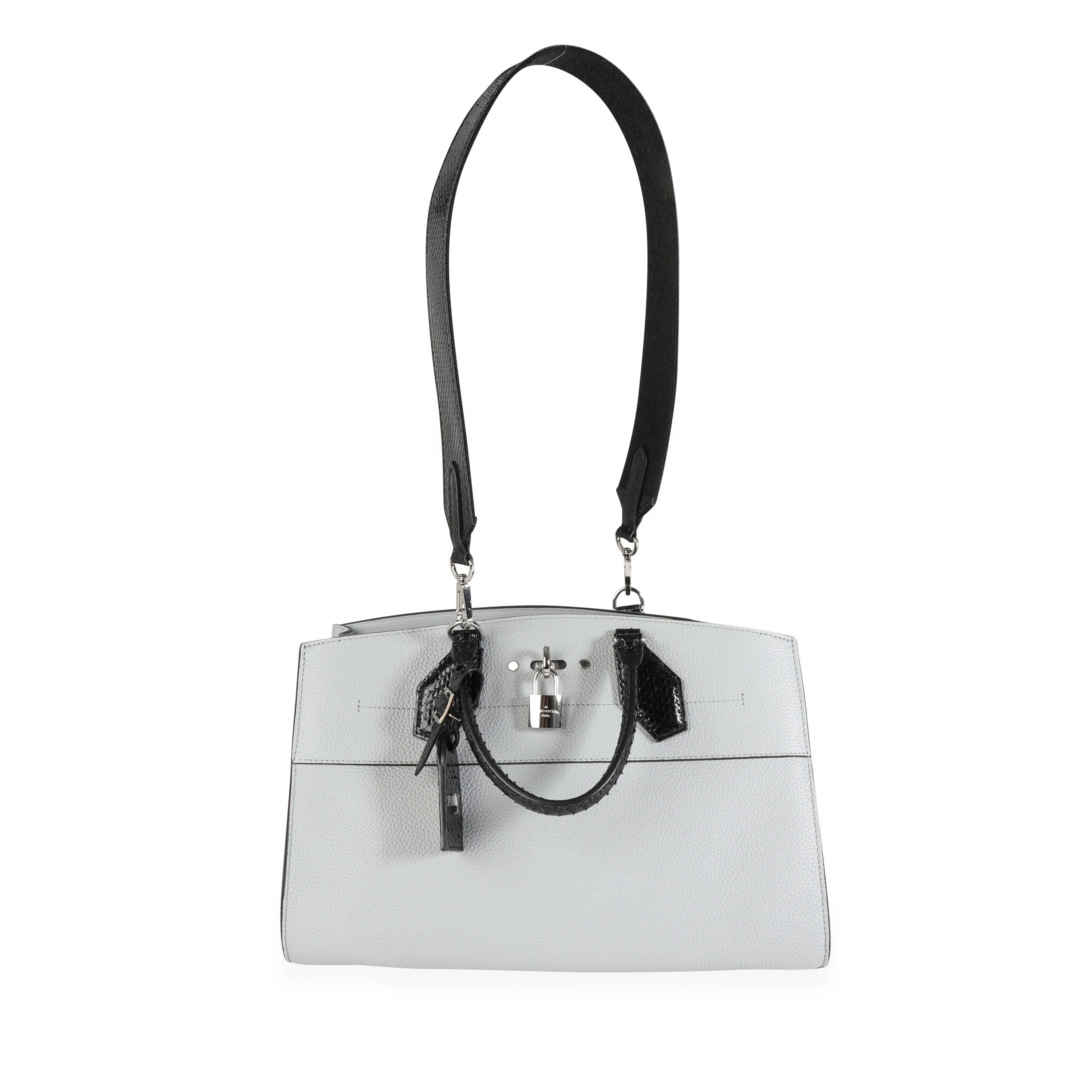 Louis Vuitton Gray Calf Leather & Black Python City Steamer Souple EW - Image 4
