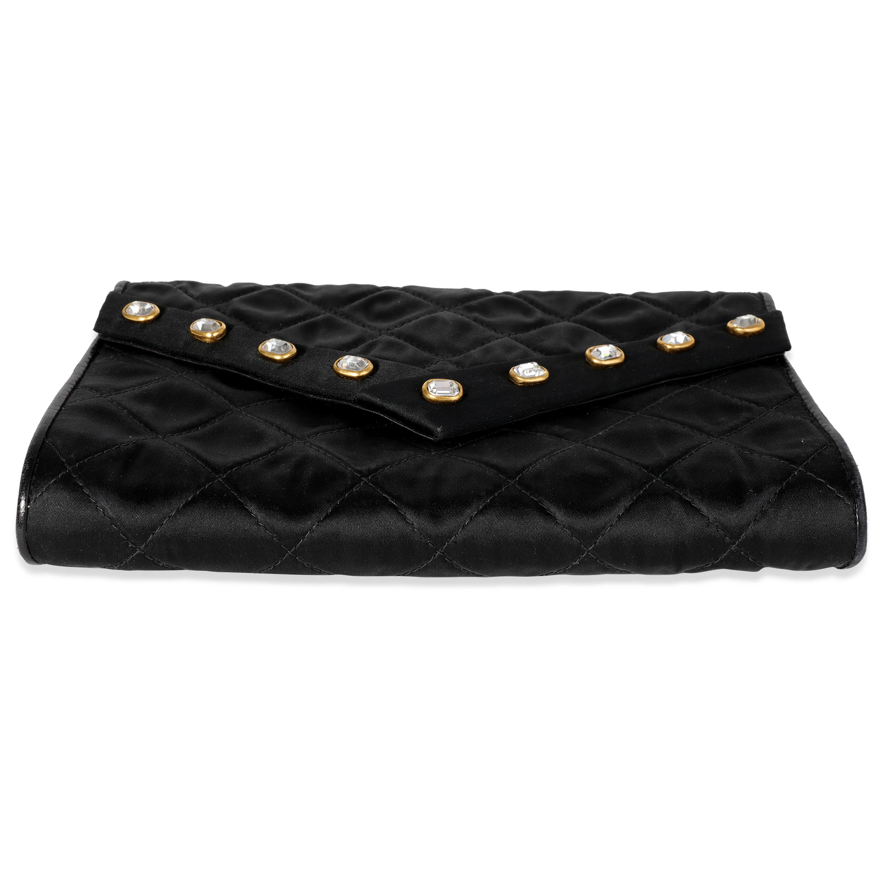 Chanel Vintage Black Quilted Satin Embellished Evening Bag - Image 6