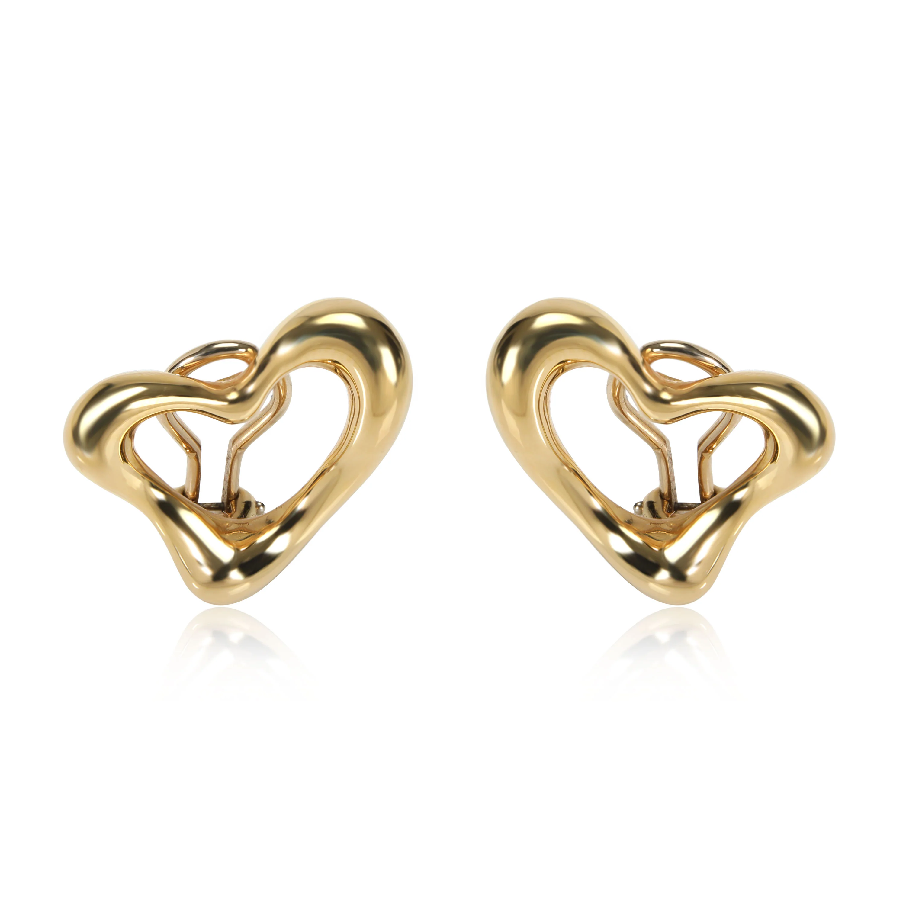 Tiffany & Co. Elsa Peretti Open Heart Clip On Earrings in 18kt Yellow Gold