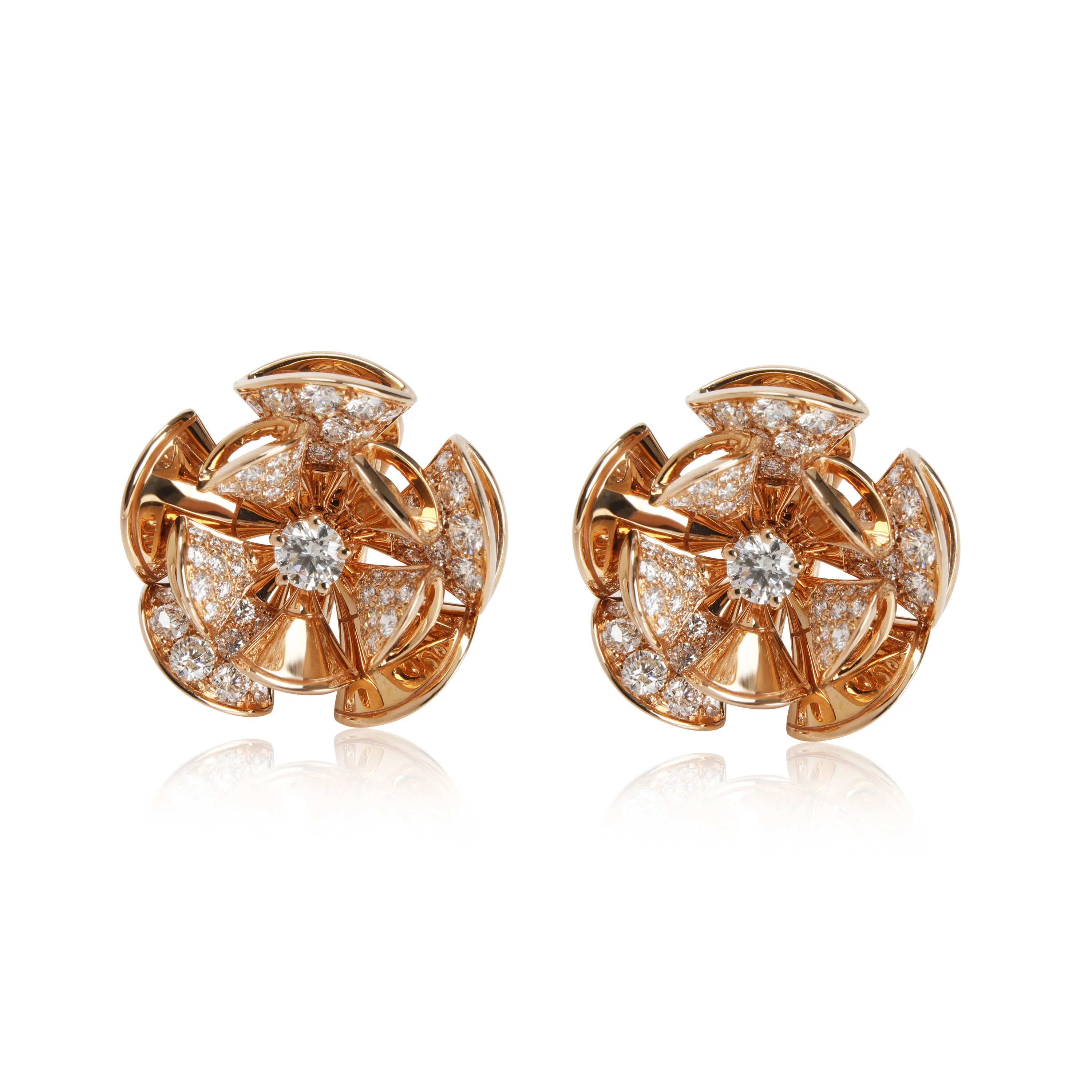 Divas Dream En Tremblant Flower Earrings in 18k Rose Gold, 2.6 Ctw