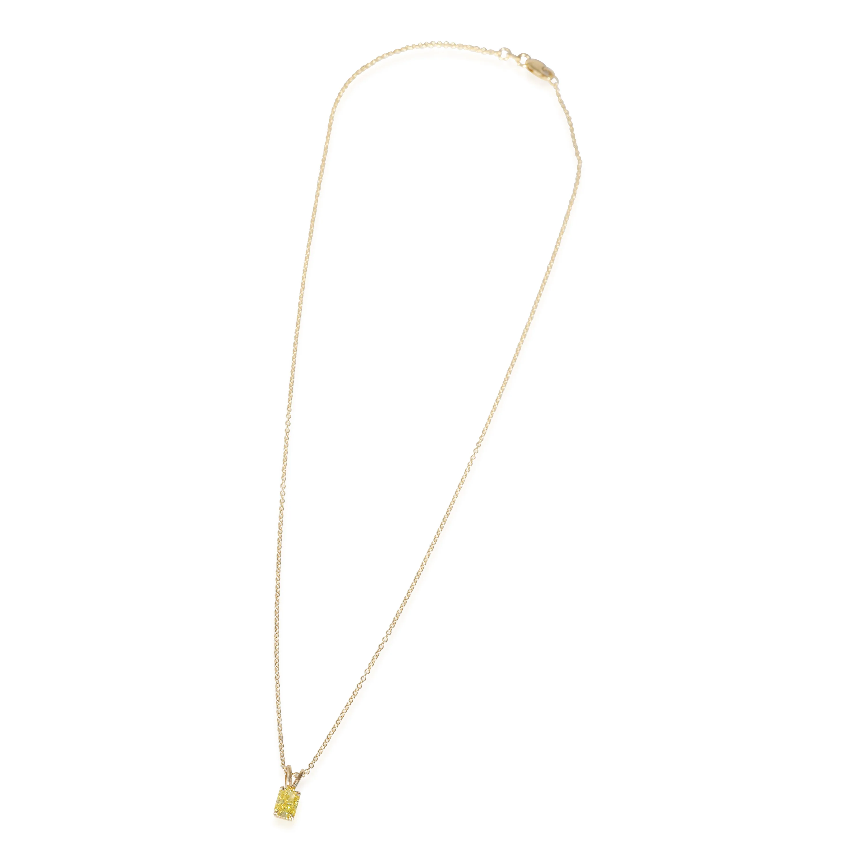 Fancy Vivid Yellow Radiant Diamond Pendant in 14K Yellow Gold VS2 0.74 CTW - Image 2
