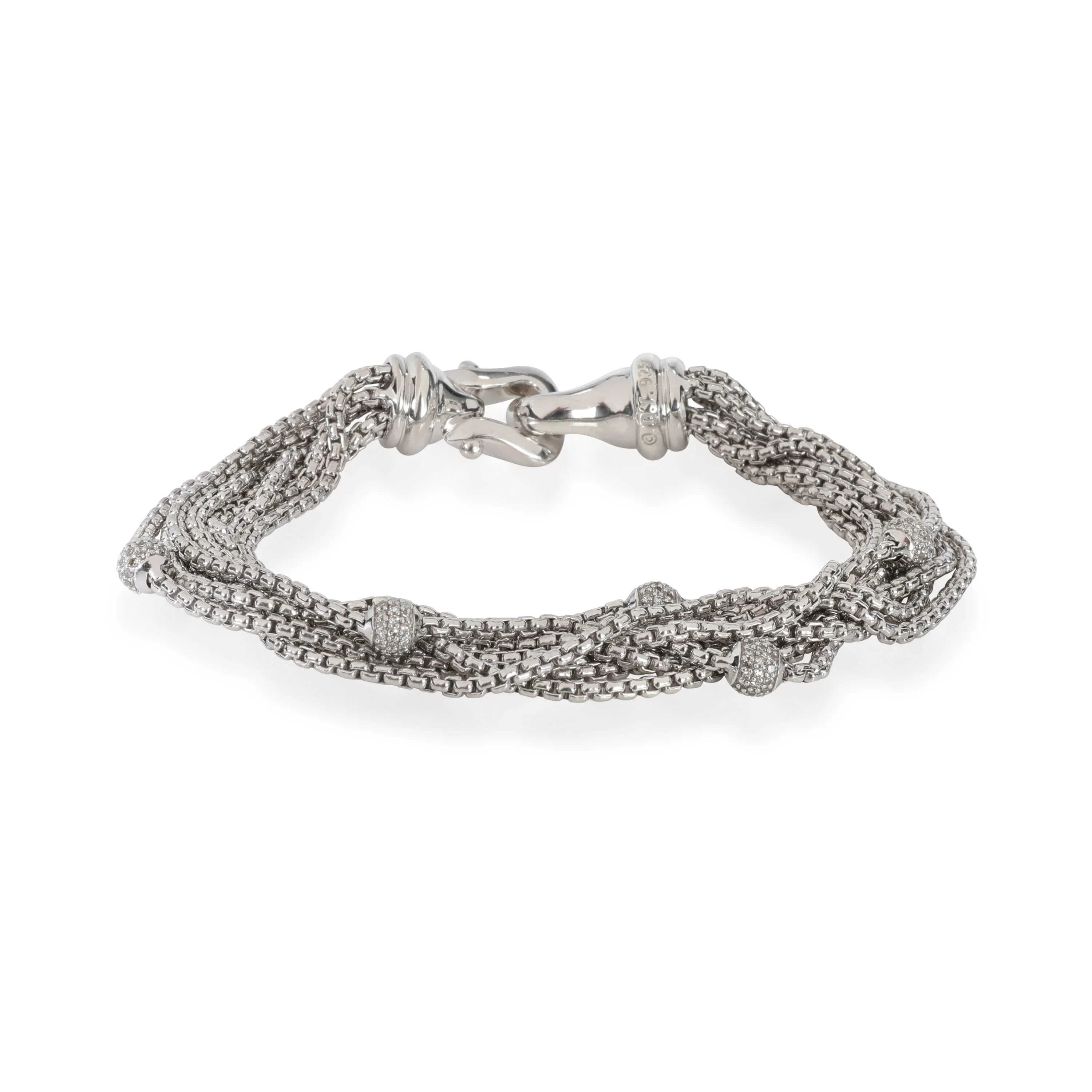 David Yurman Diamond 8 Chain Bracelet in Sterling Silver 0.49 CTW