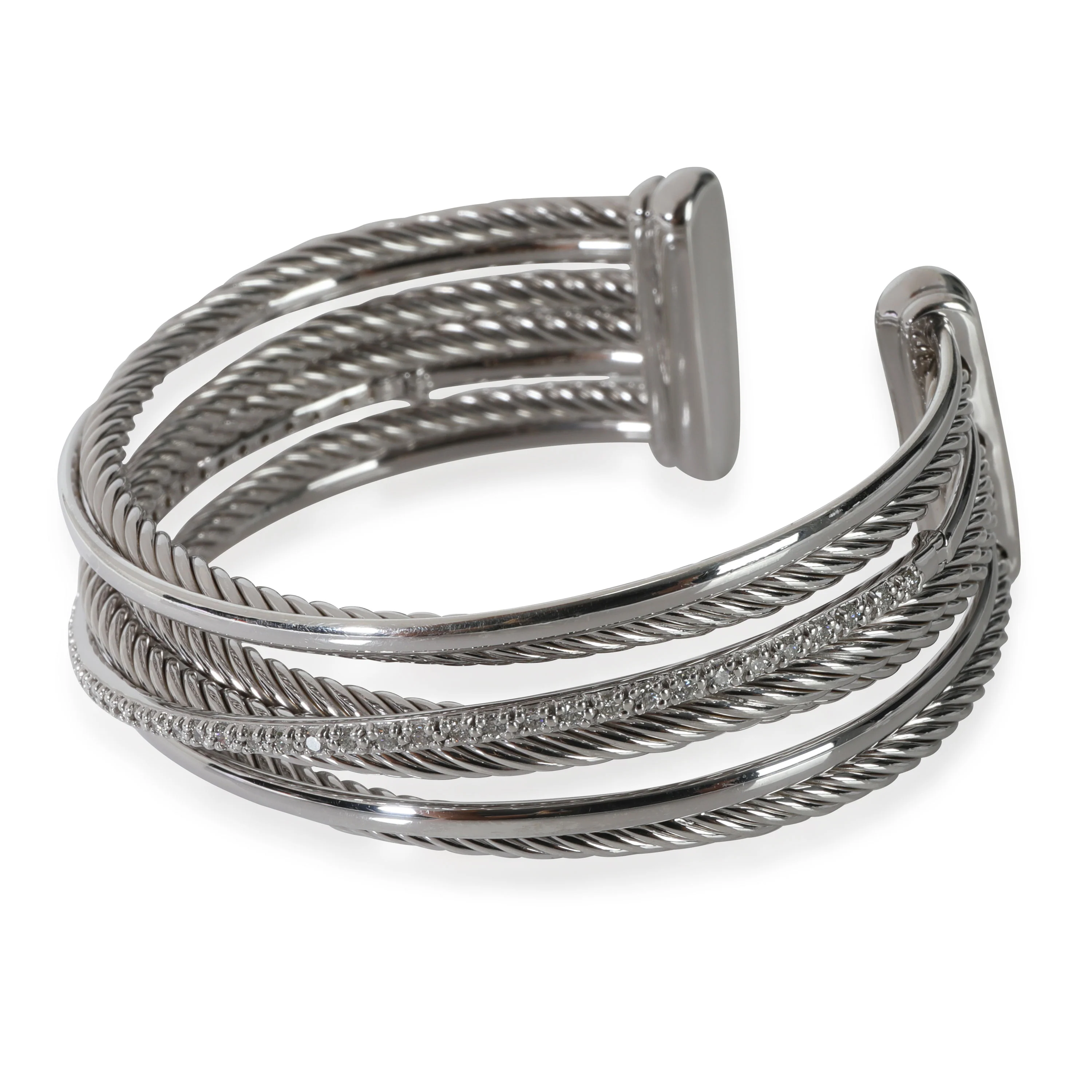 David Yurman Crossover Diamond Cuff in Sterling Silver 0.65 CTW - Image 2