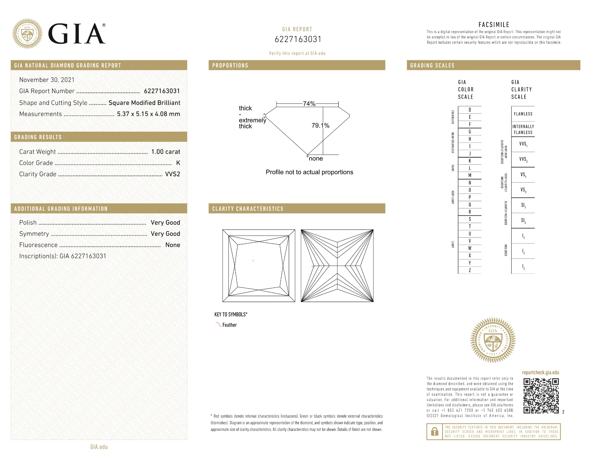 GIA Certified 1.00 Ct Princess cut K VVS2 Loose Diamond - Image 2
