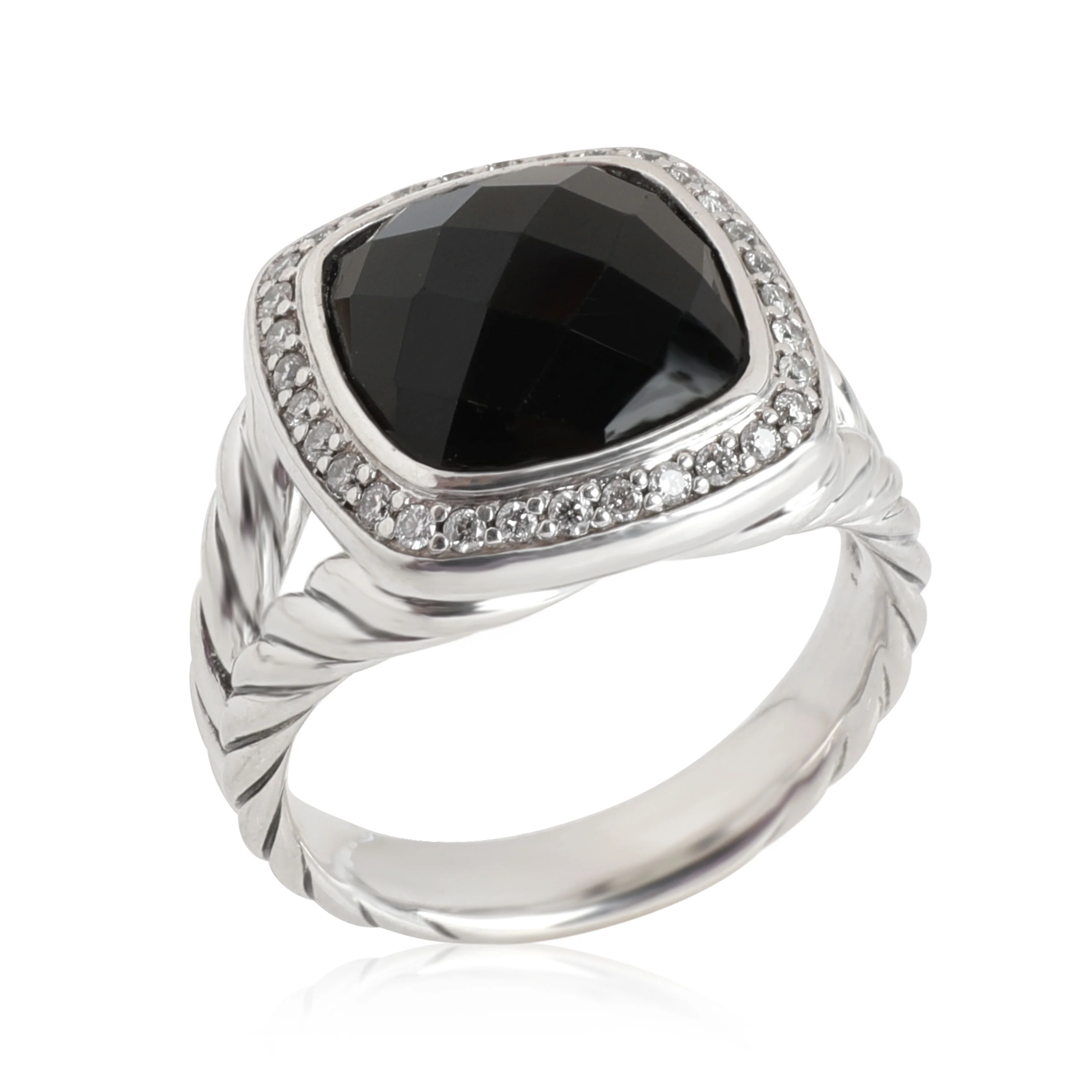 David Yurman Albion Diamond & Black Onyx Ring in Sterling Silver - Image 3