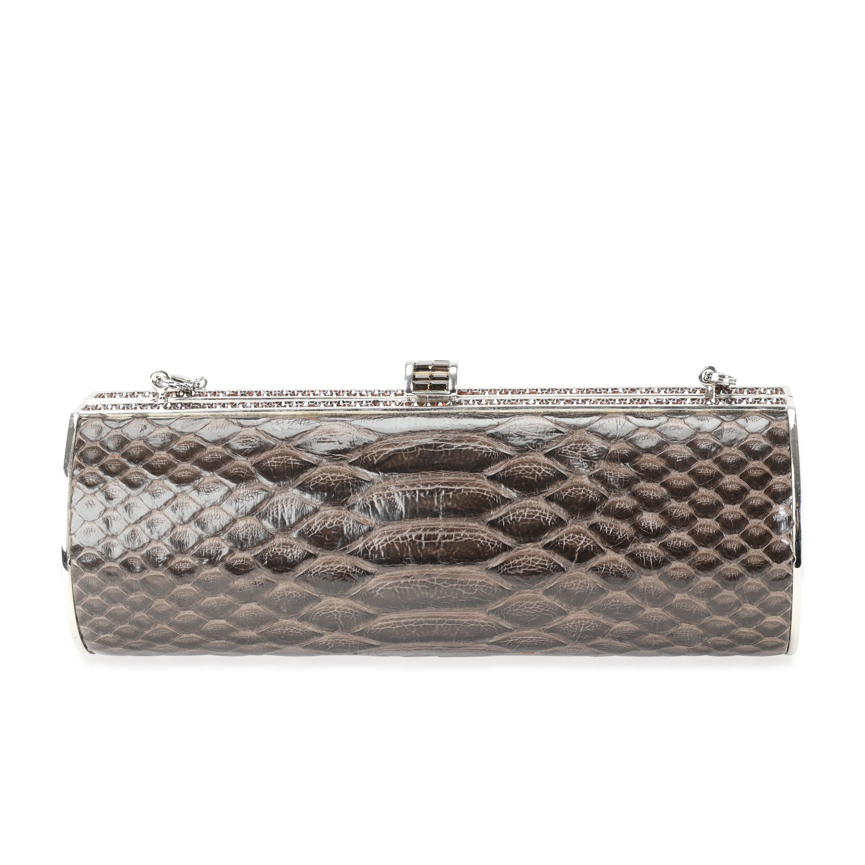 Judith Leiber Brown Python & Crystal Minaudière