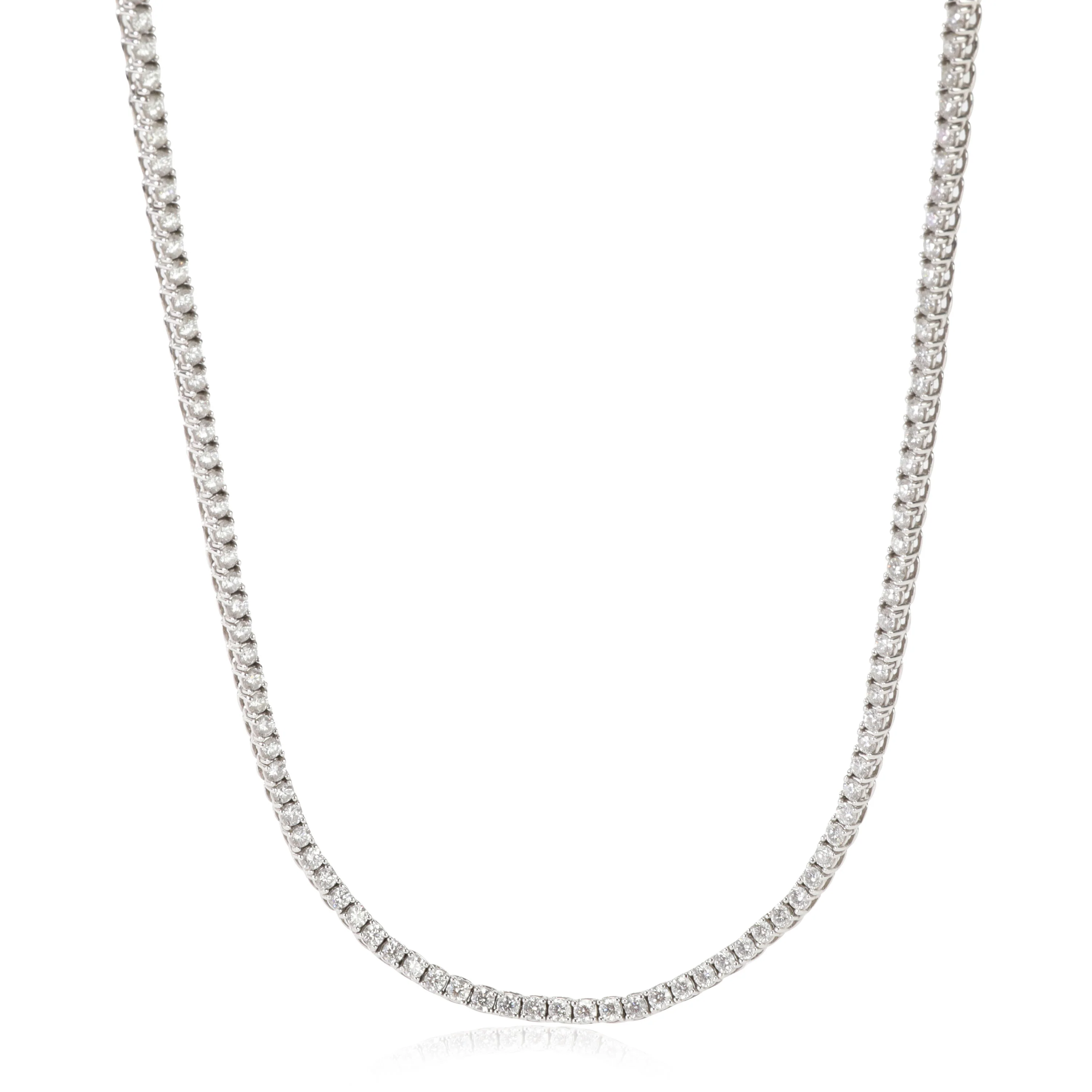 Diamond Tennis Necklace in 14k White Gold 8.1 CTW