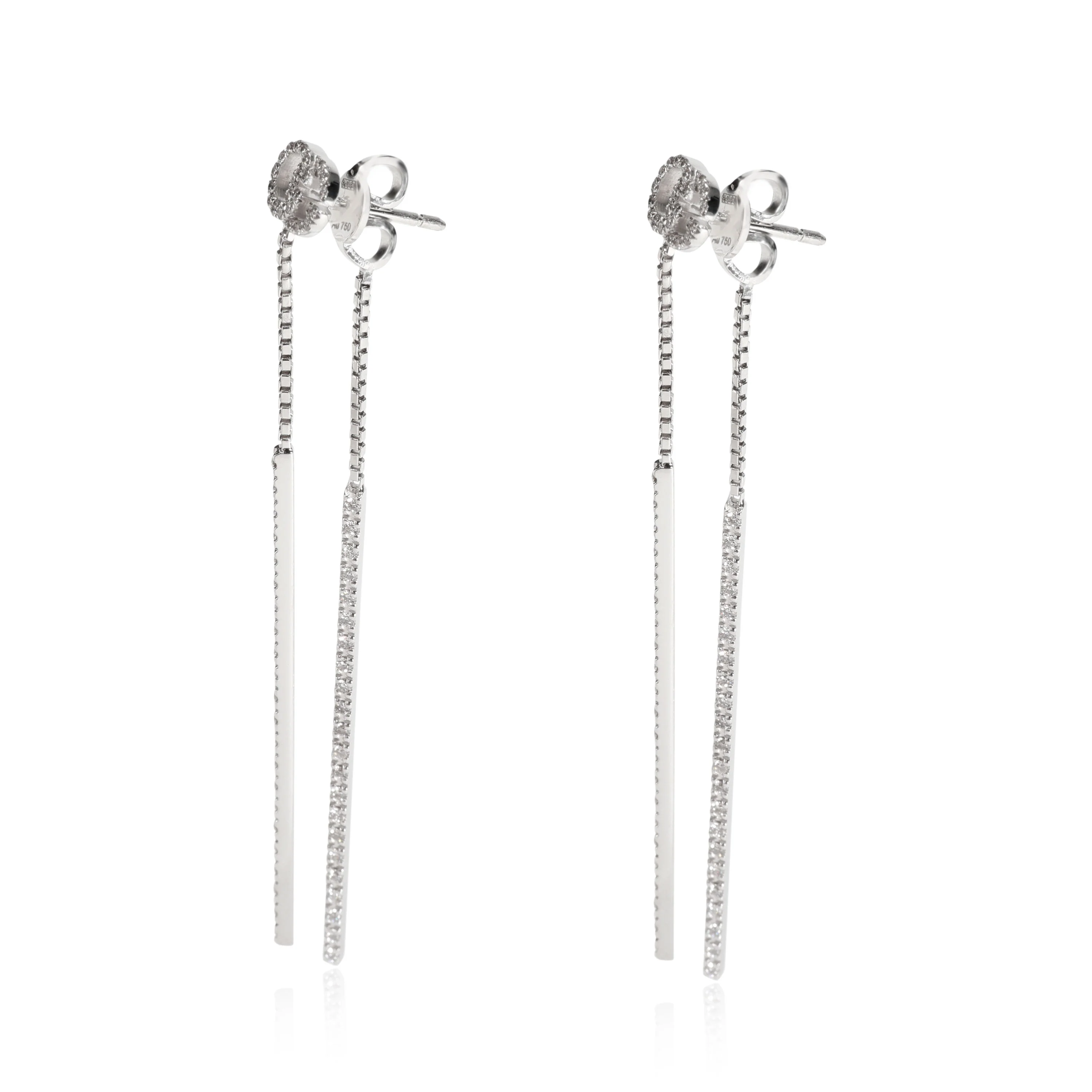 Running G Diamond Drop Earrings in 18k White Gold 0.56 CTW - Image 2