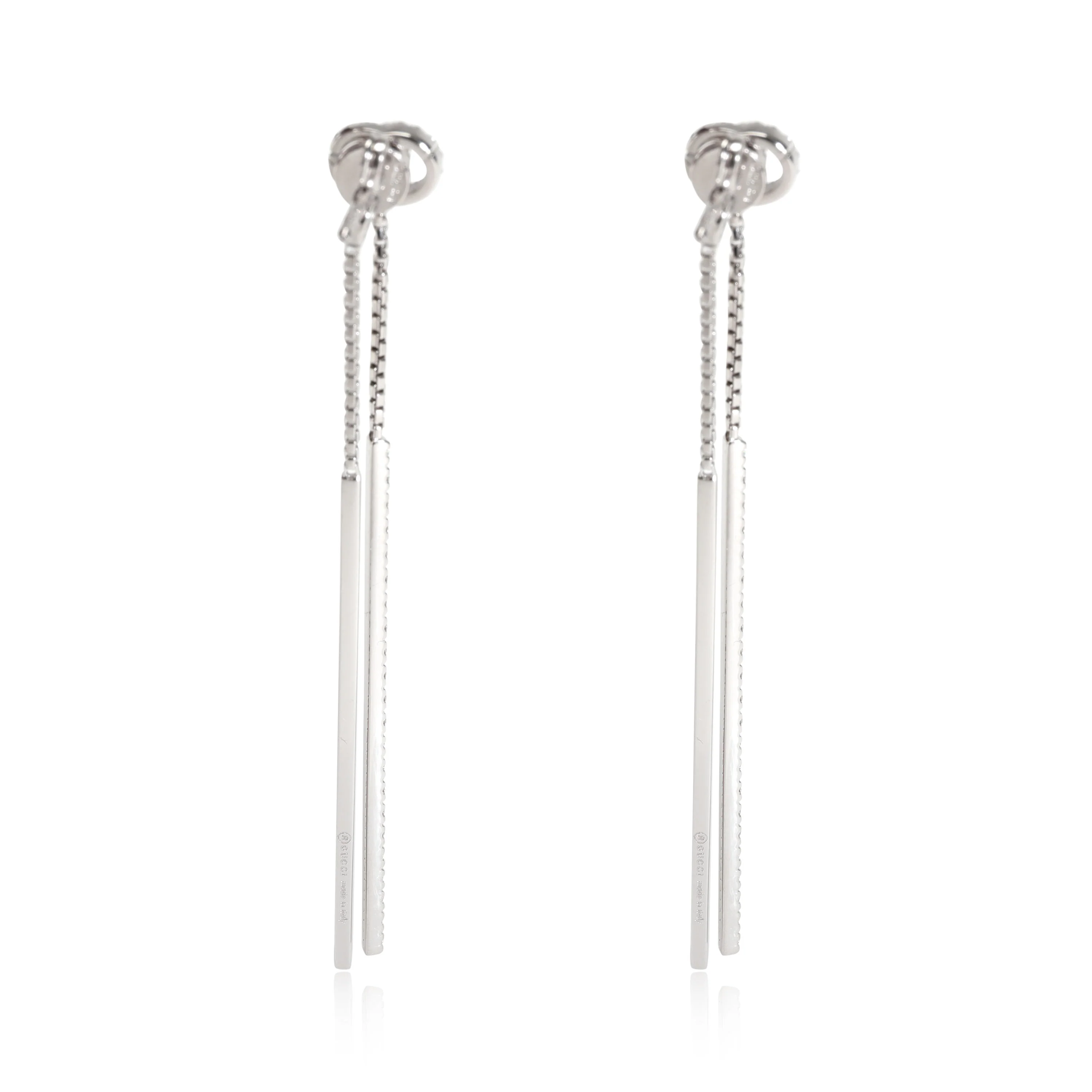 Running G Diamond Drop Earrings in 18k White Gold 0.56 CTW - Image 3