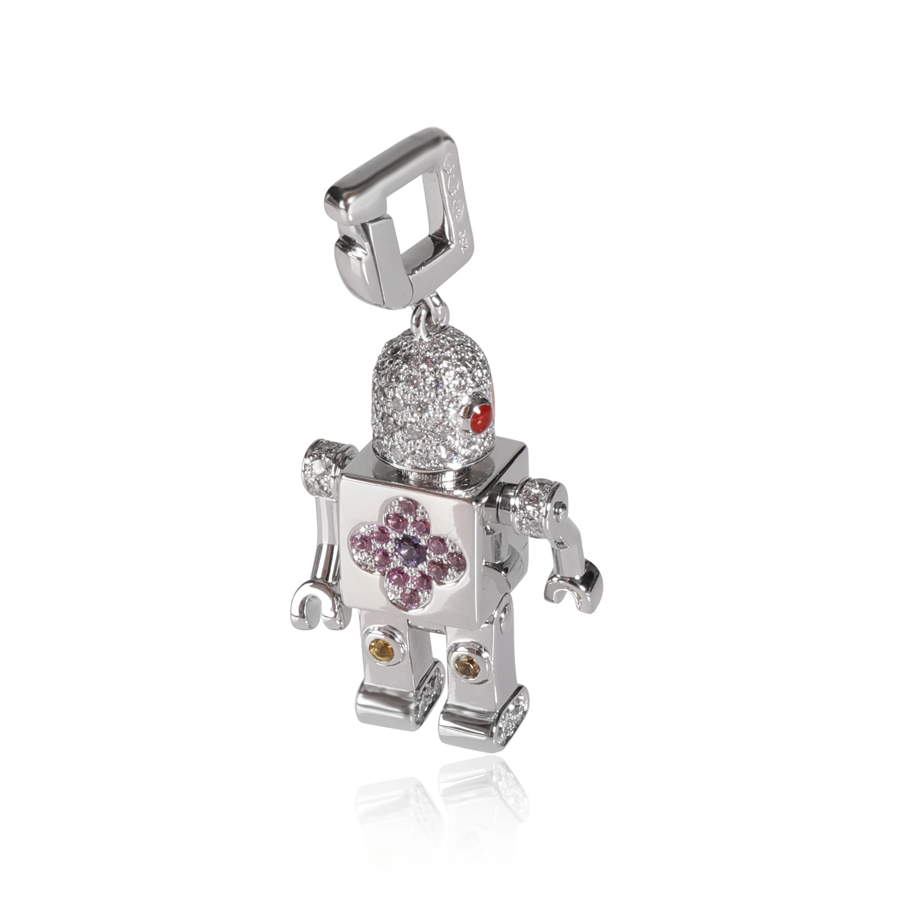 Spaceman Sapphire Diamond Charms in 18K White Gold 1.35 CTW - Image 3