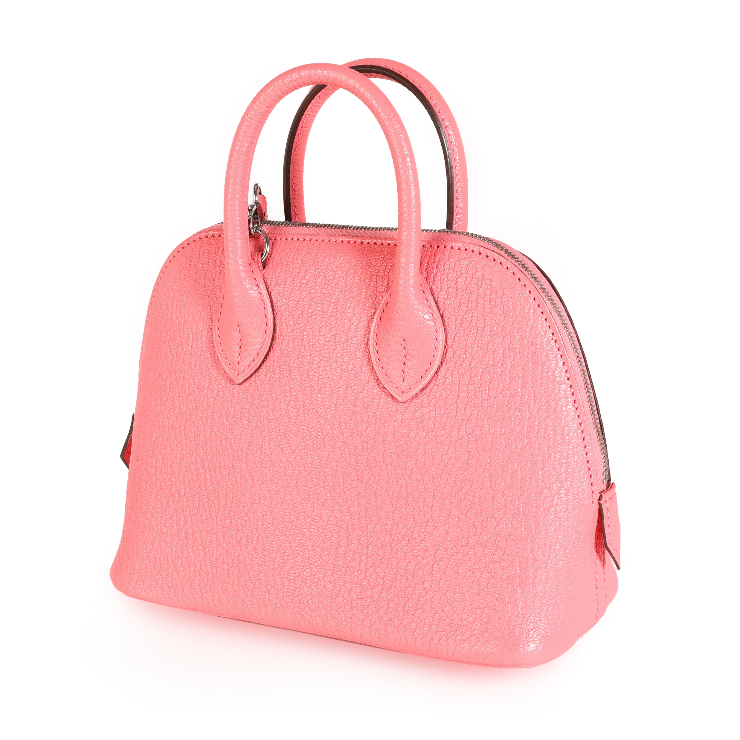 Hermès Rose Dete Chévre Mini Bolide PHW - Image 2