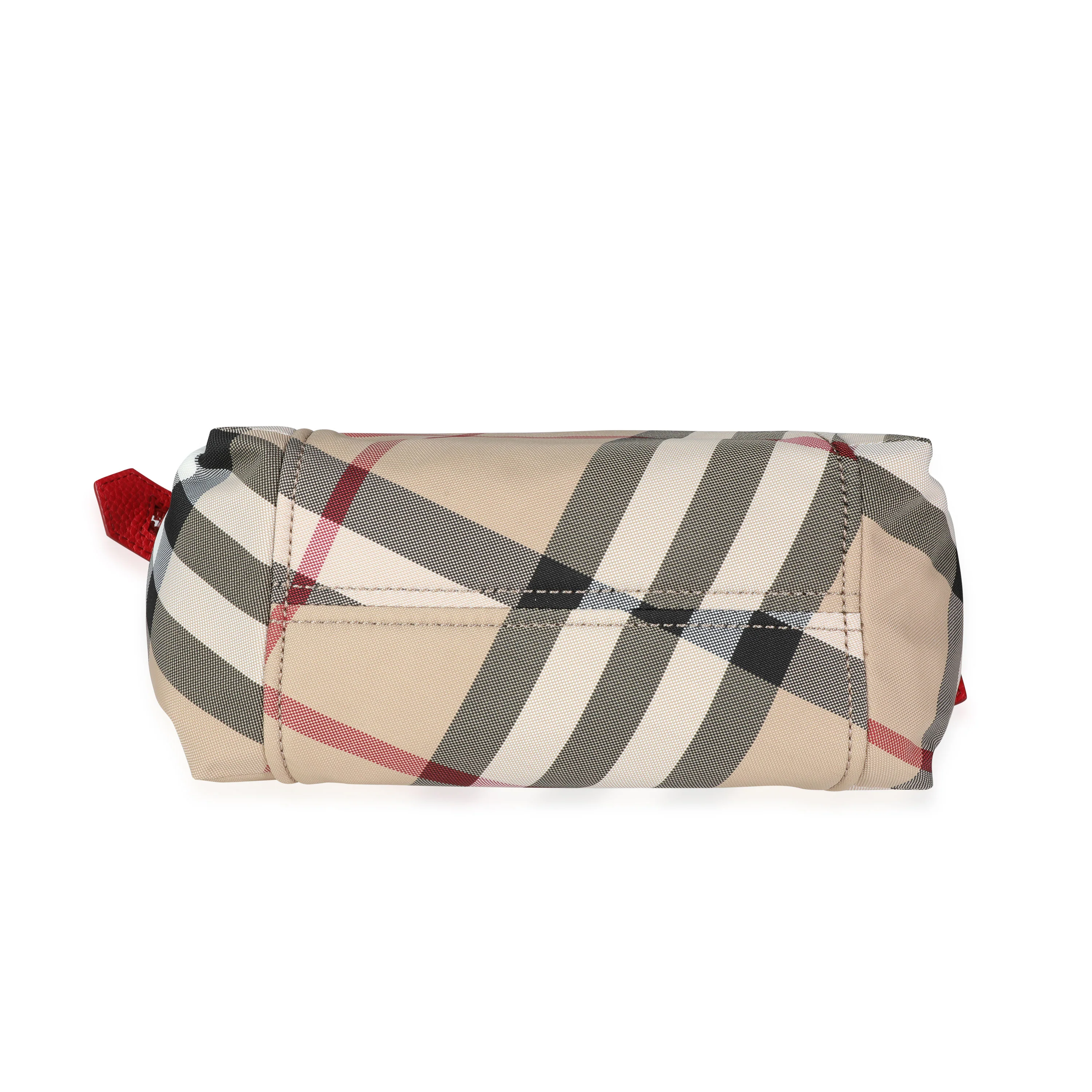 Burberry Exploded Check Canvas & Bright Rose Grained Leather Top Handle Tote - Image 5