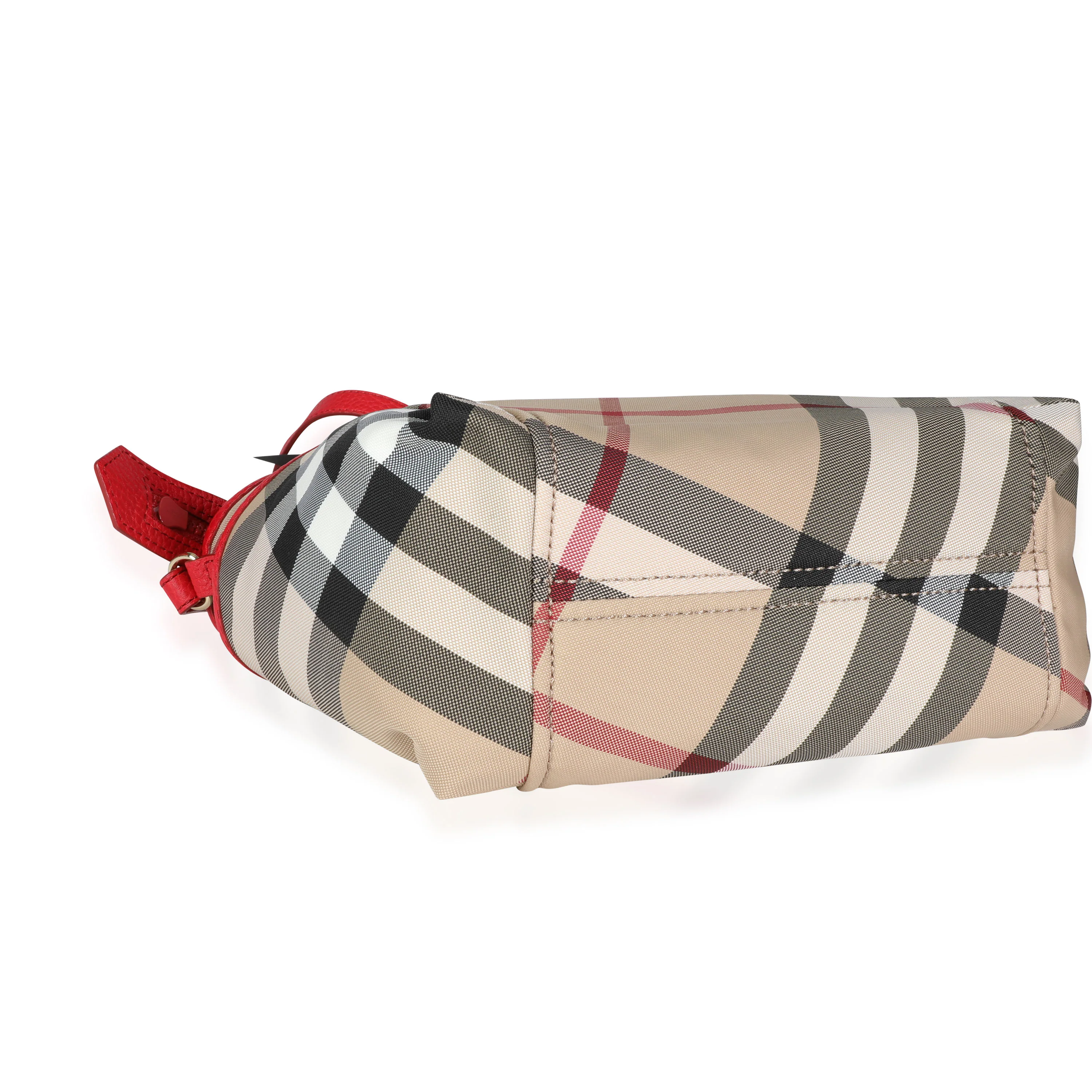 Burberry Exploded Check Canvas & Bright Rose Grained Leather Top Handle Tote - Image 6