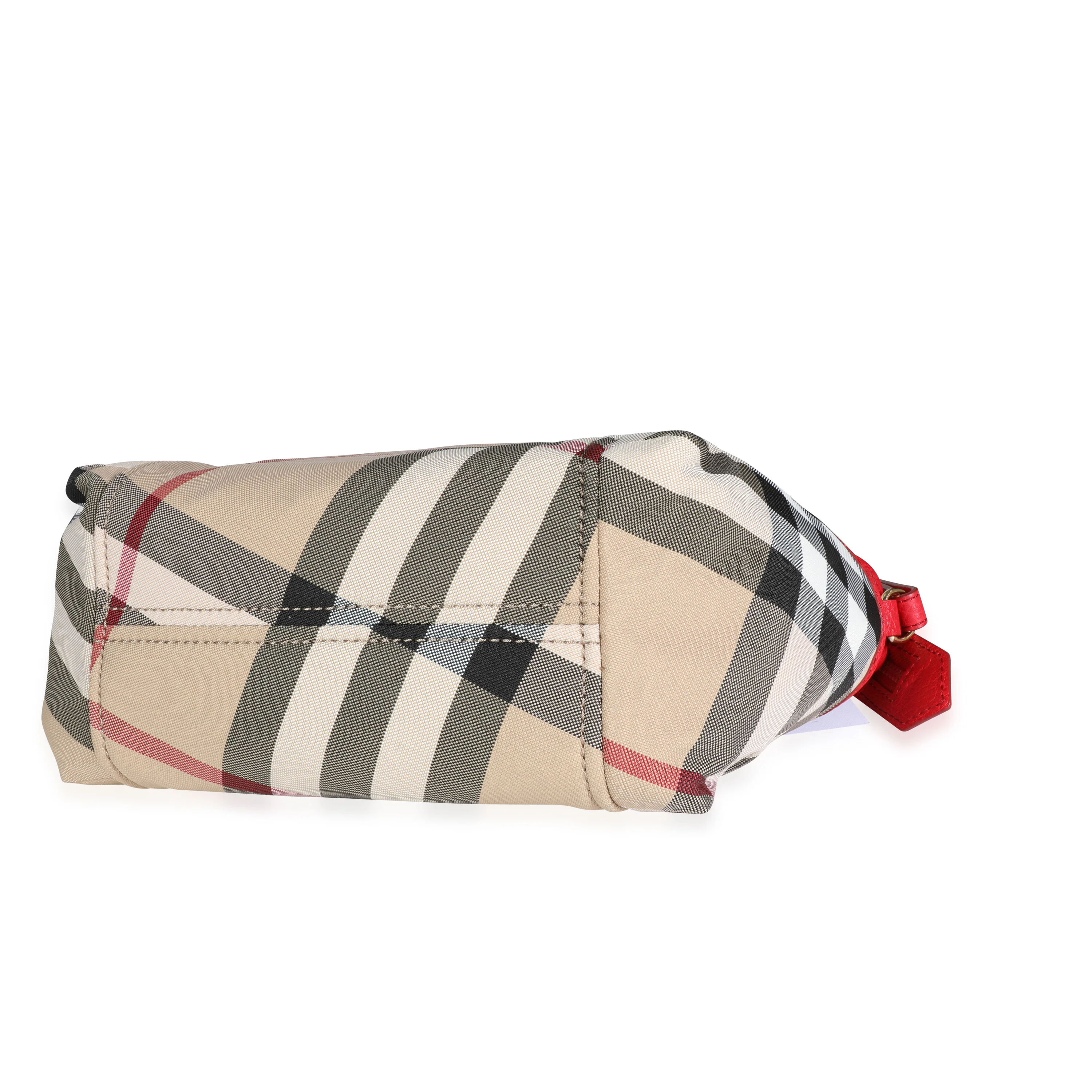 Burberry Exploded Check Canvas & Bright Rose Grained Leather Top Handle Tote - Image 7